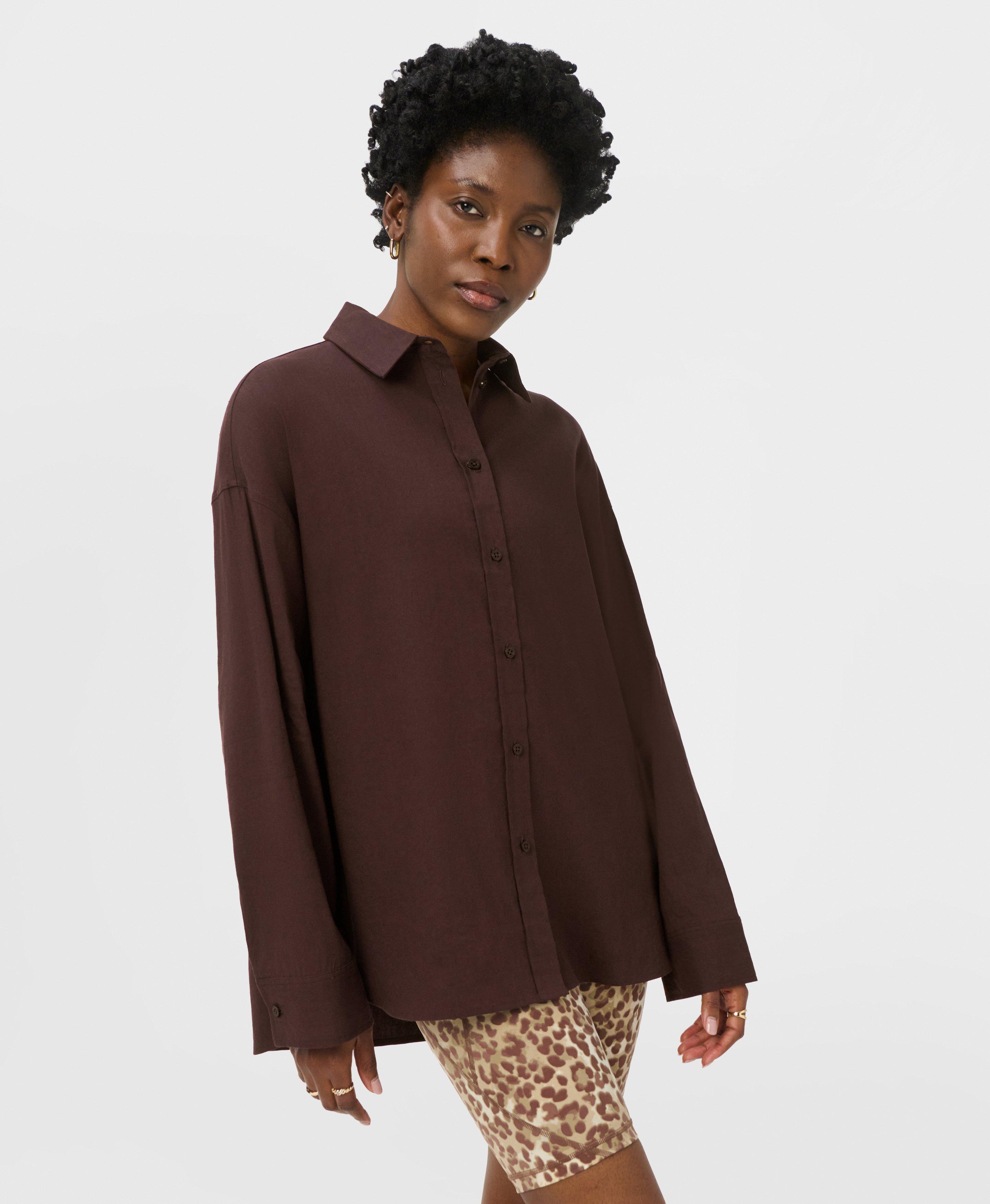 Linen Stretch Shirt - Sable Brown | Women's Base Layers & Long