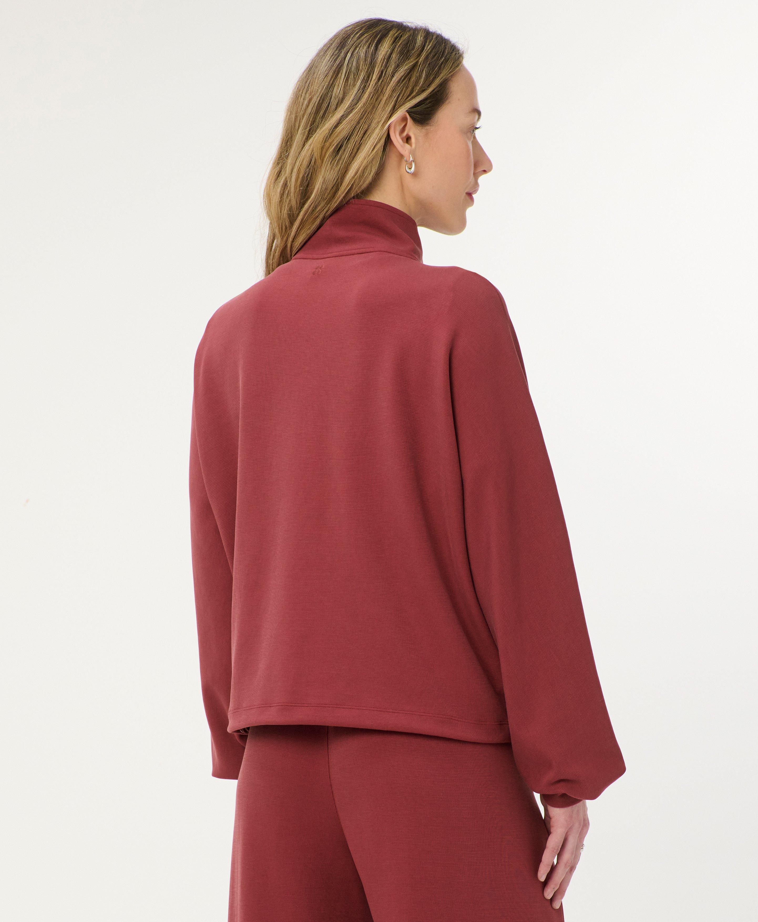 Sand Wash Textured Zip Up - Cherry Red | Women's Jumpers + Hoodies