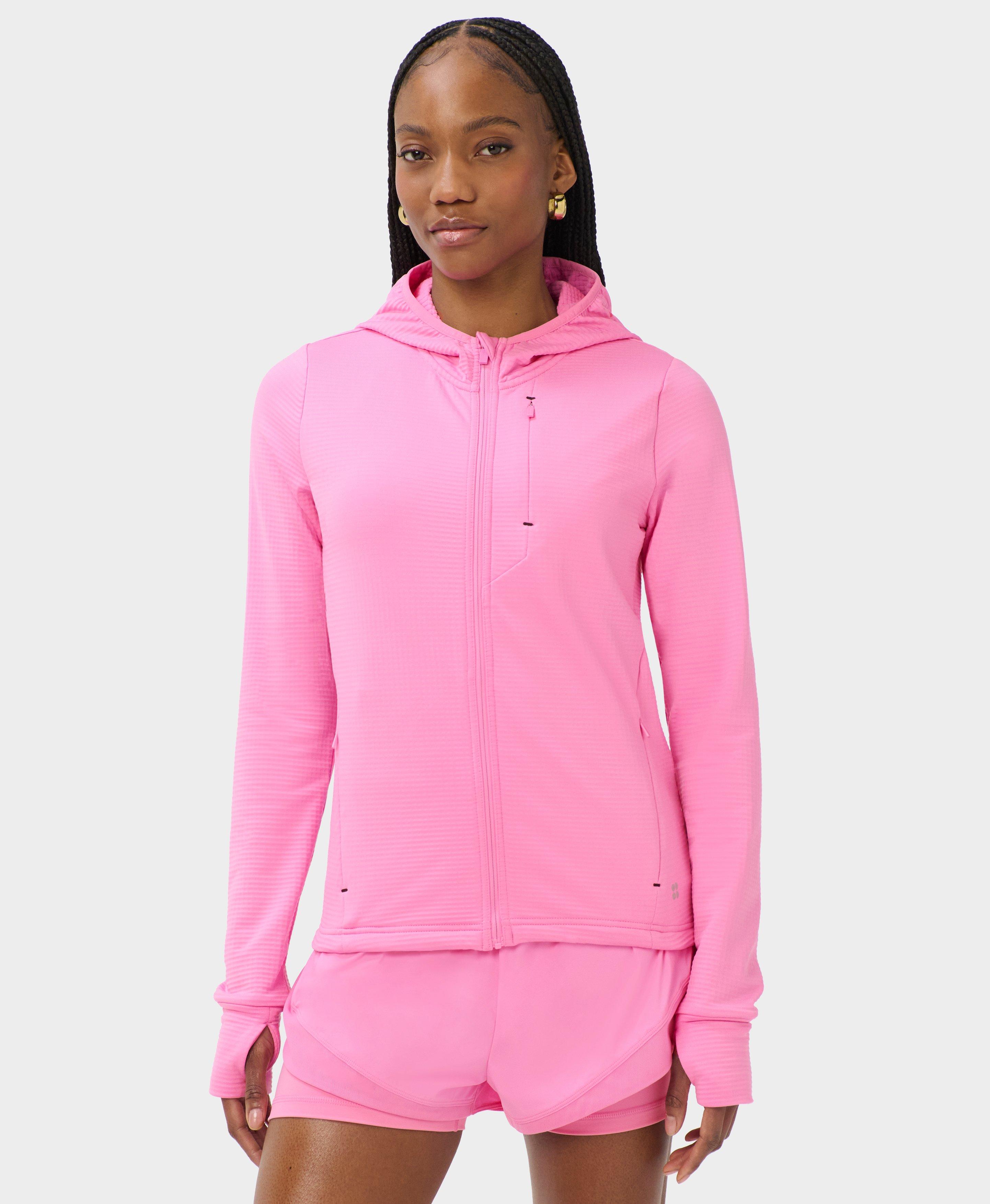 Textured Train Zip Up - Guava Pink | Women's Jumpers + Hoodies