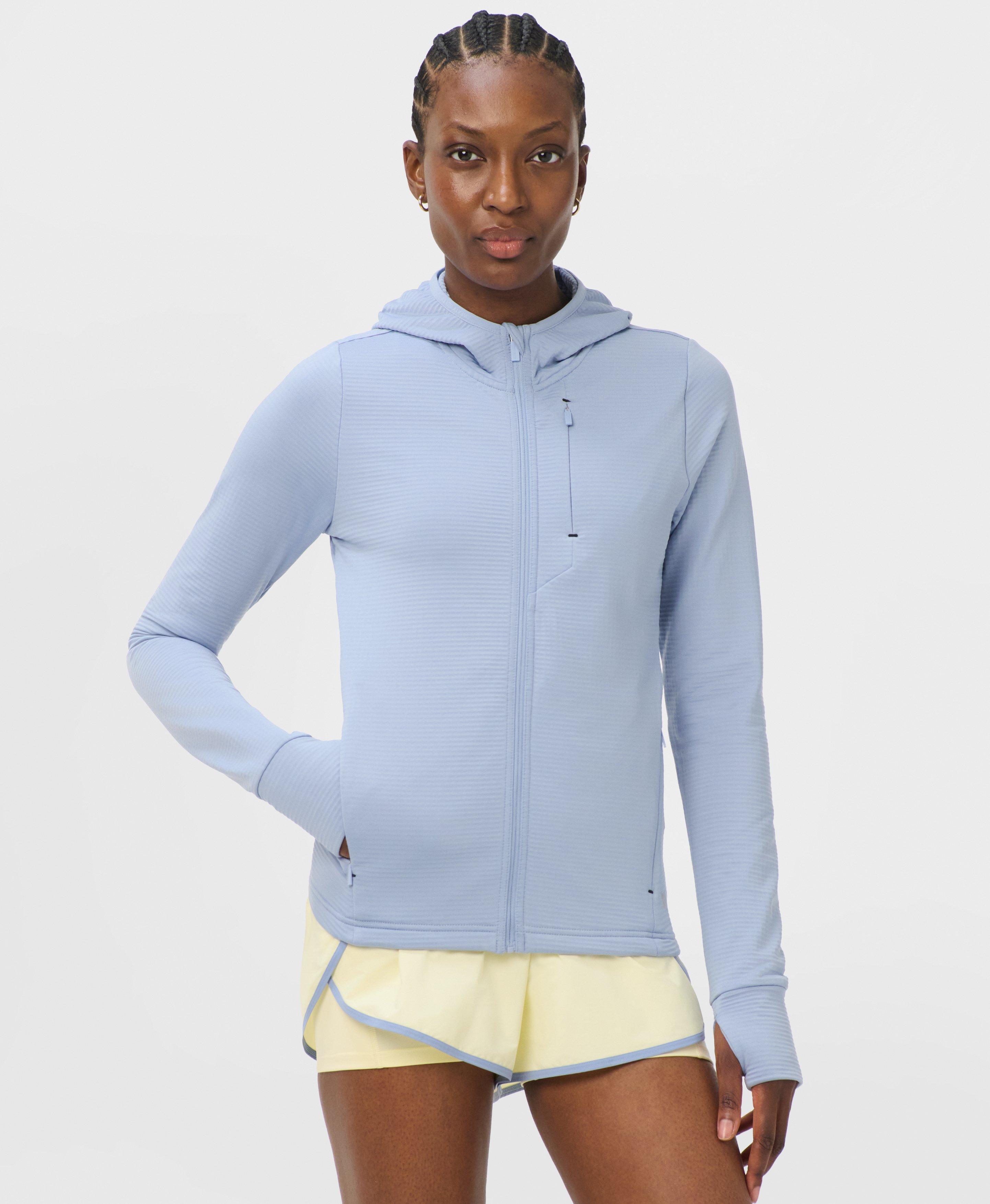 Textured Track Zip Up - Laguna Blue | Women's Sweaters + Hoodies