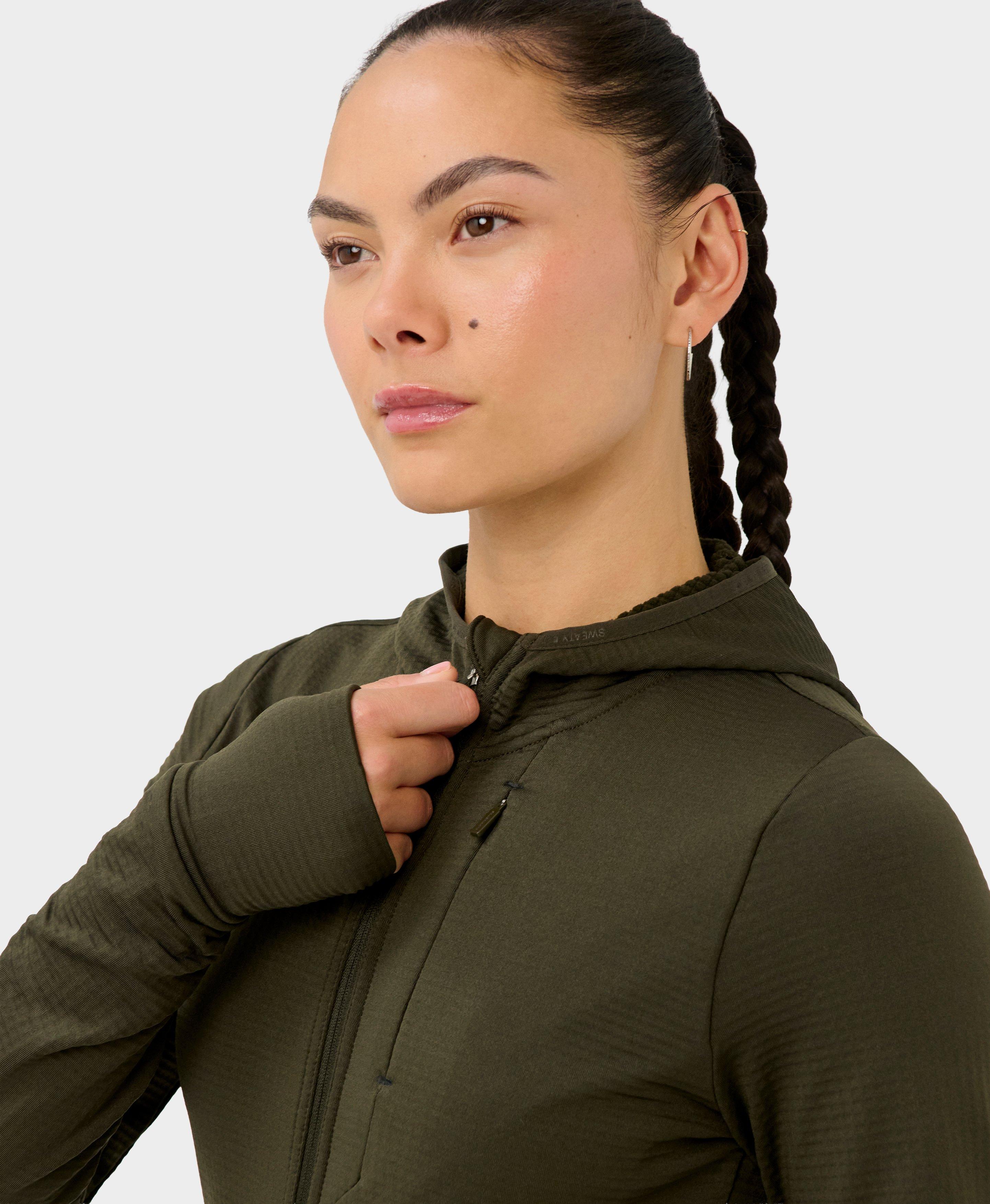 Betty Textured Train Zip Up - Nori Green | Women's Jumpers + Hoodies