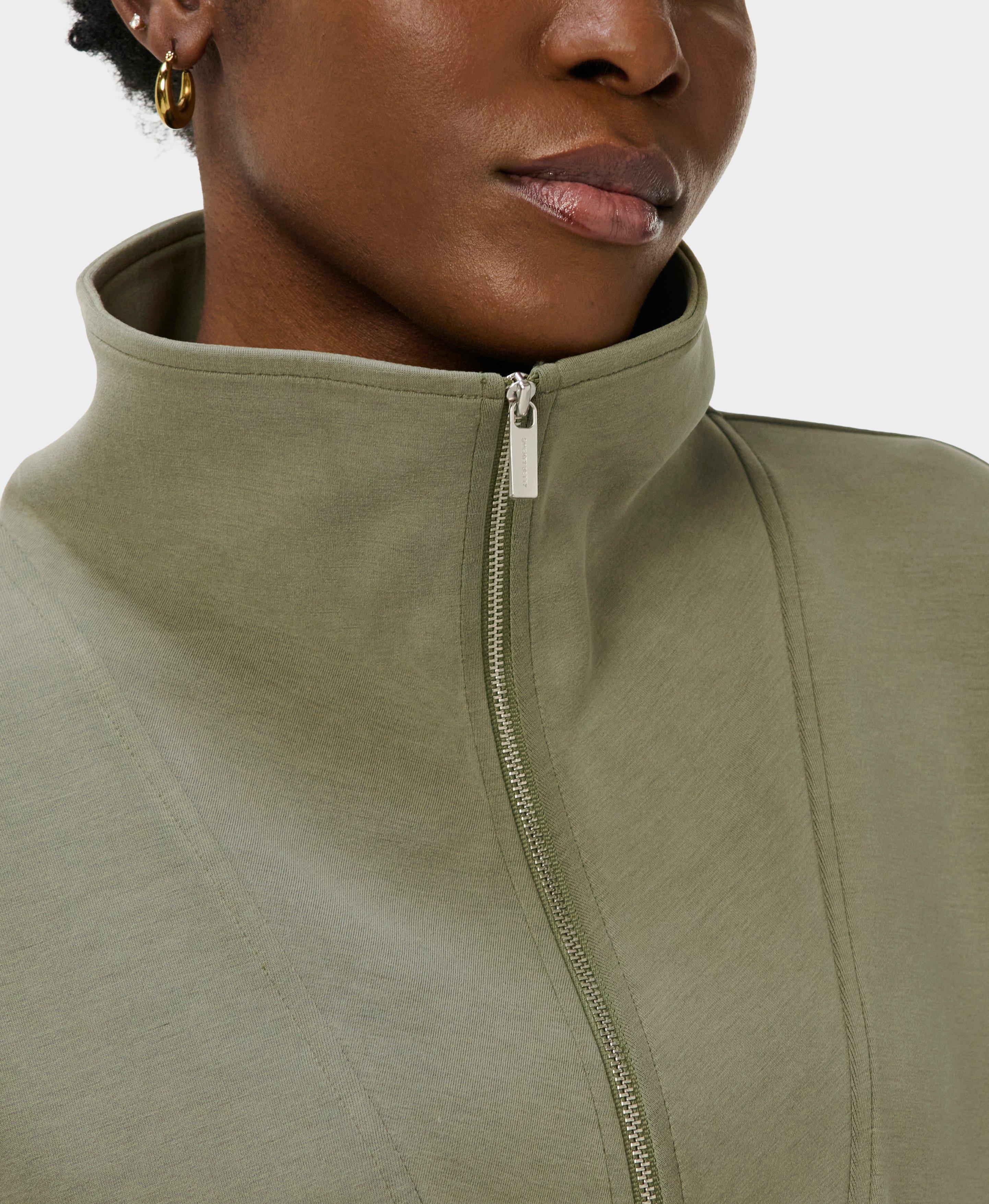 Sand Wash Half Zip Longline Sweatshirt - Bracken Green | Women's