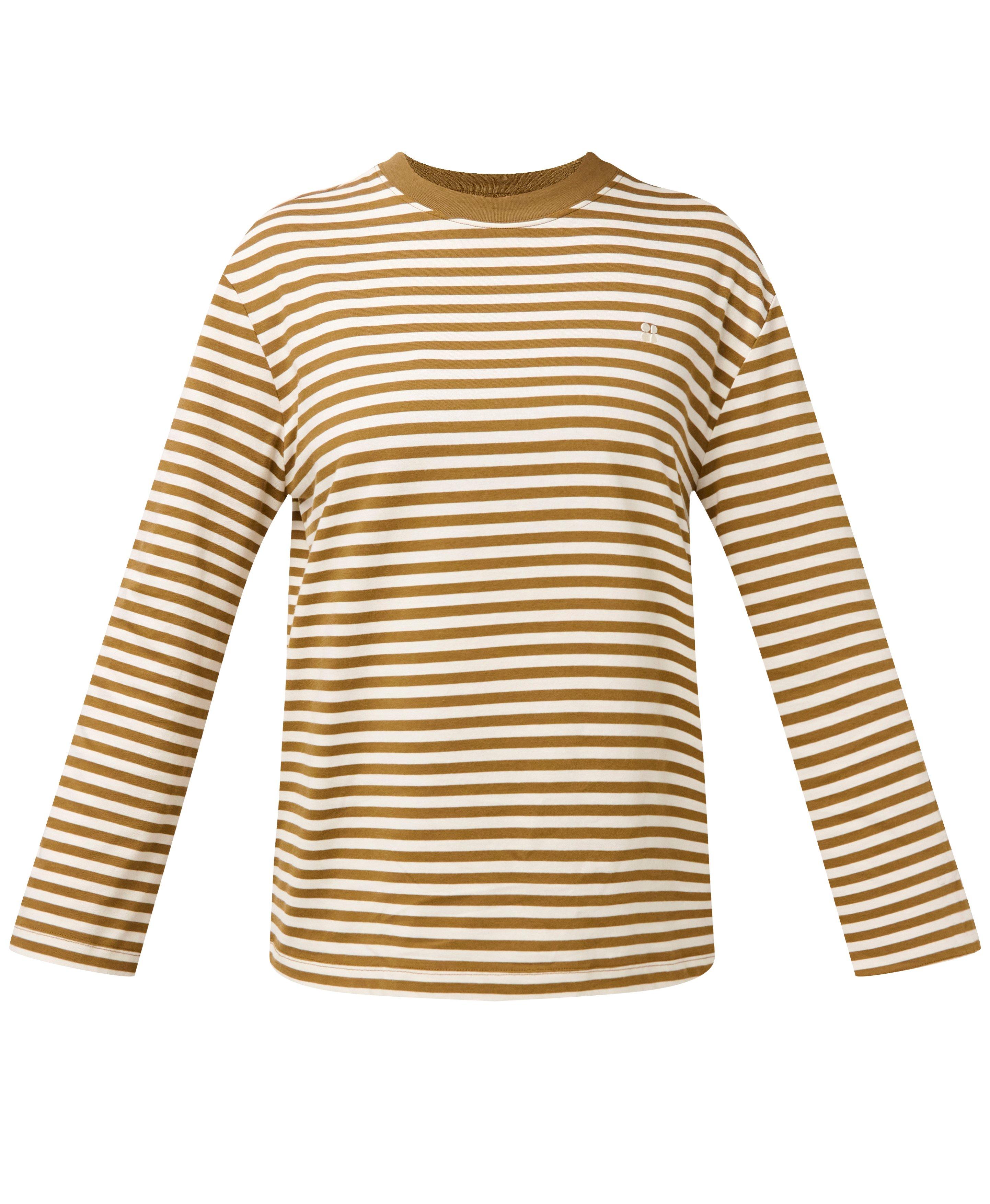 Sweaty Betty Long Sleeved T-Shirt - Brown Paris Stripe | Women's Base ...