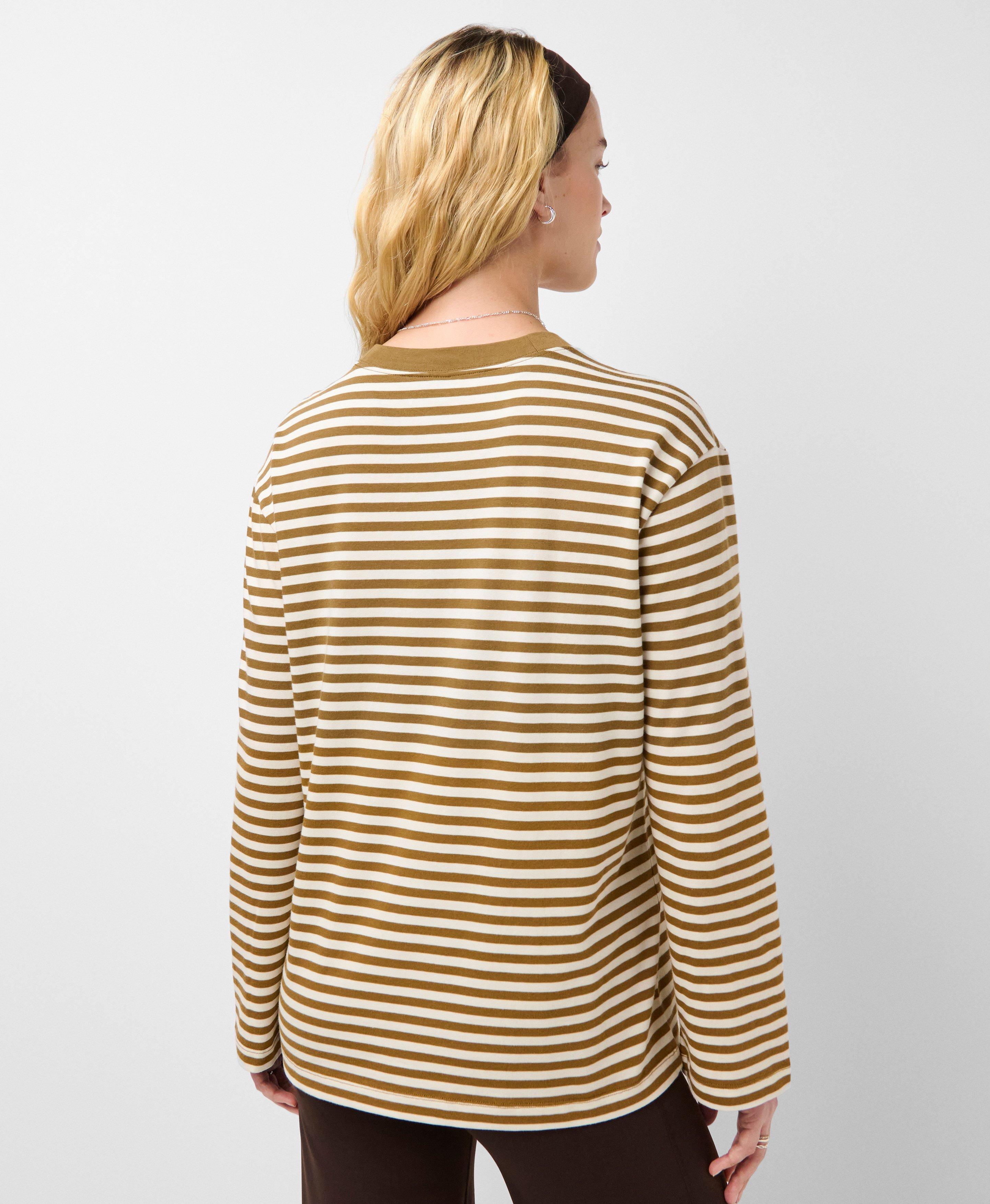 Sweaty Betty Long Sleeved T-Shirt - Brown Paris Stripe | Women's Base ...