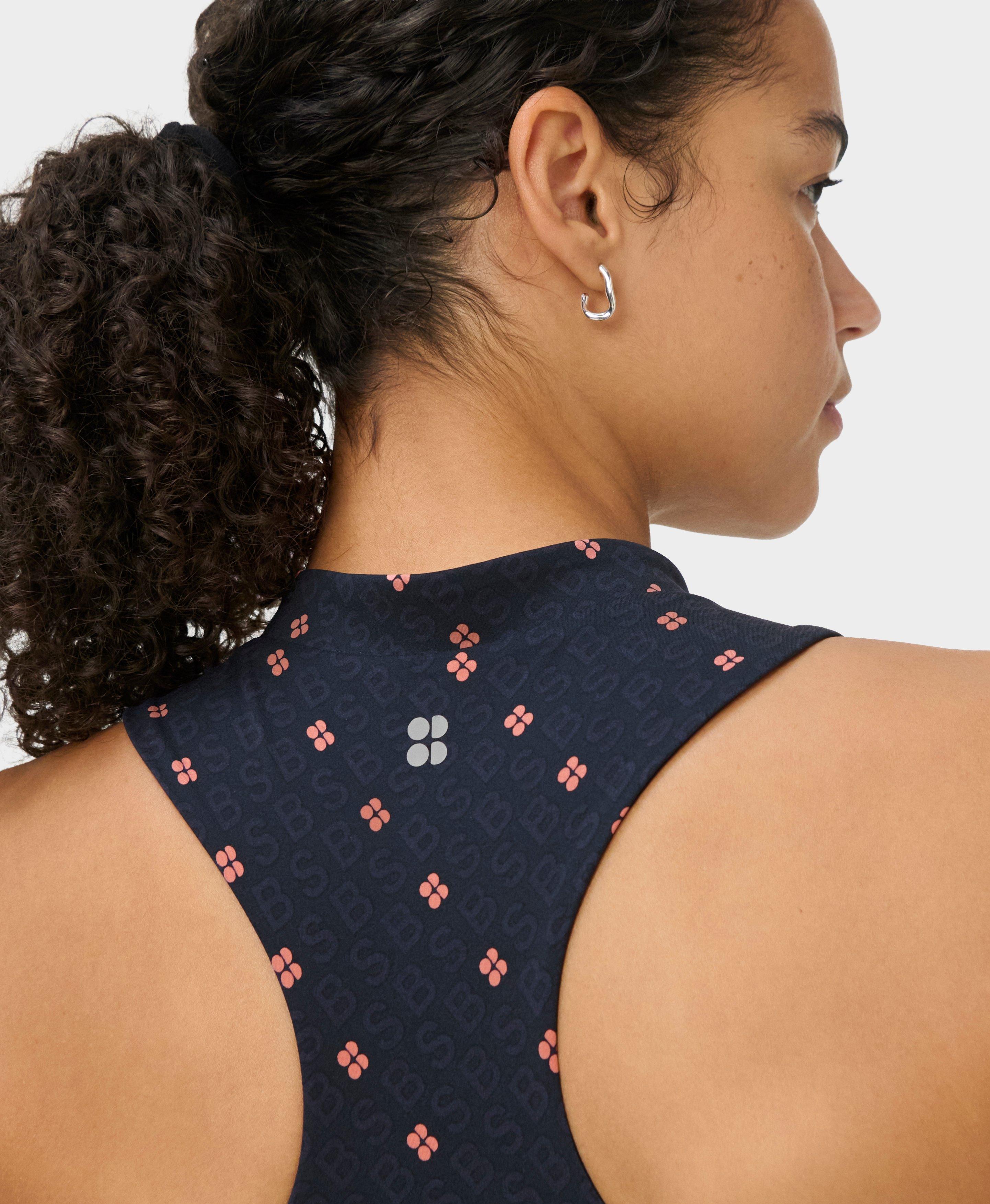 Power Crop Zip Tank - Blue SB Icon Print | Women's Tanks | Sweaty