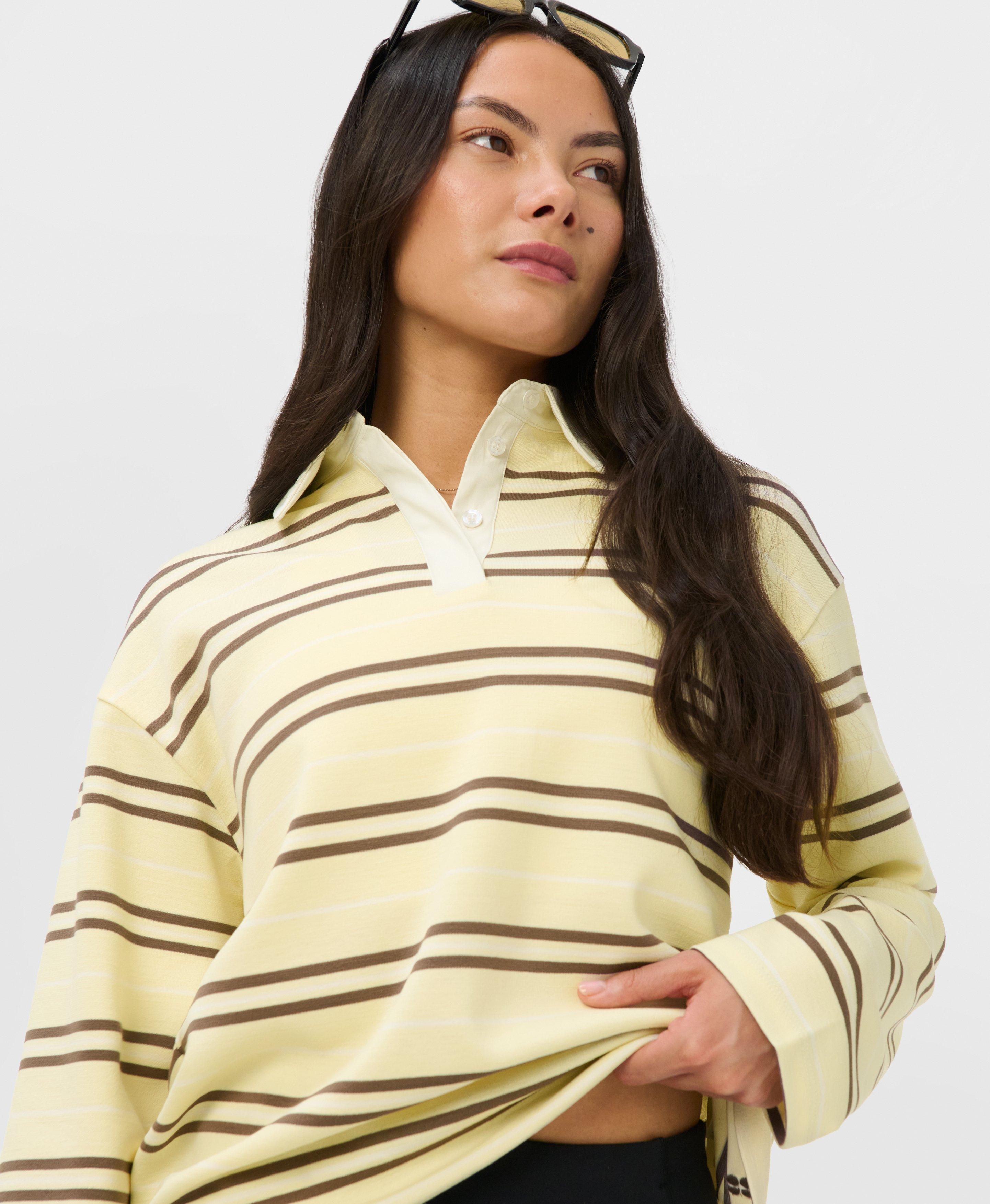Rugby Shirt - ButterscotchYellow TaupeBrown Small Stripe | Women's