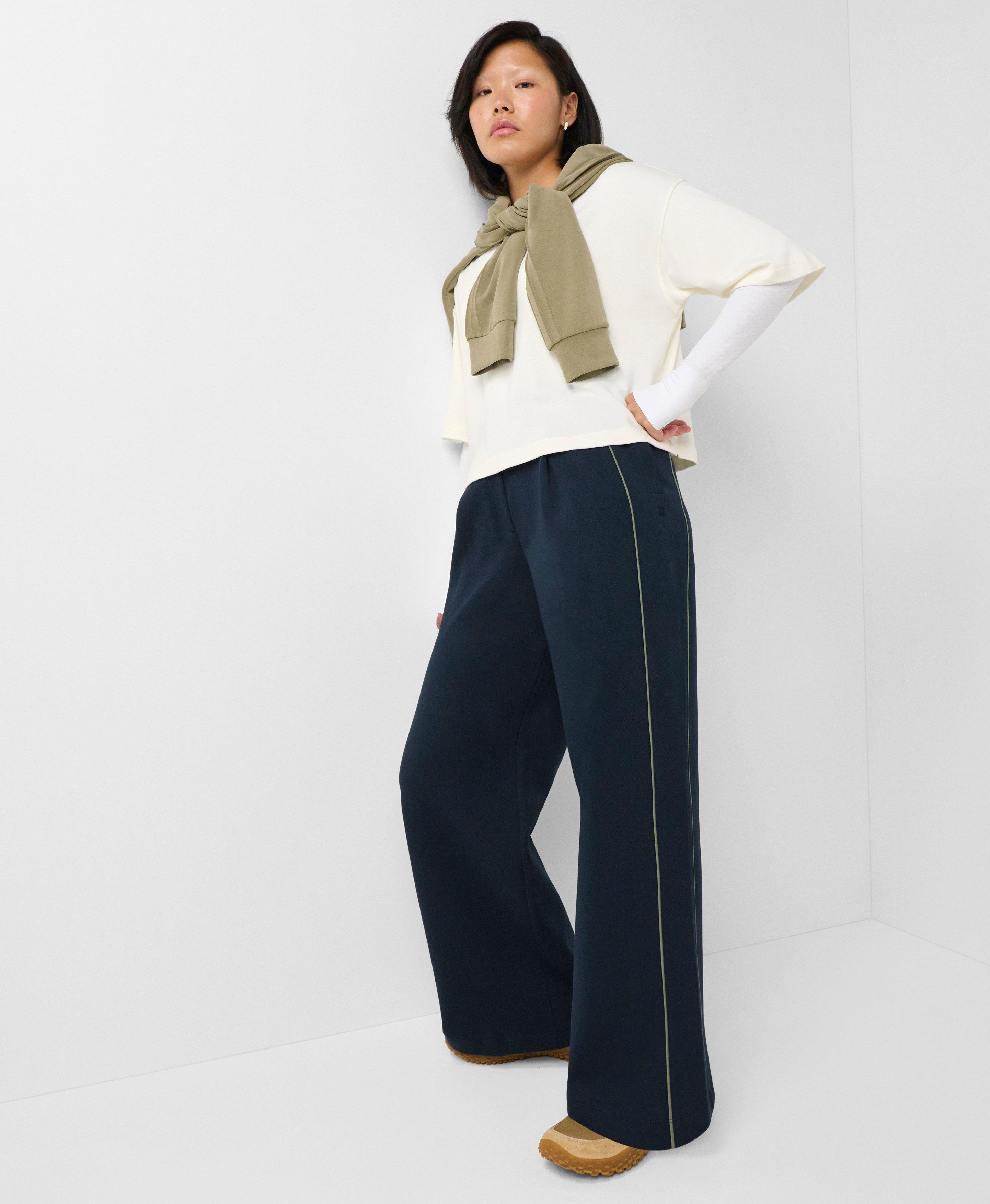 Windsor Wide Leg Piped Pant - French Navy Blue Bracken Green | Women's ...