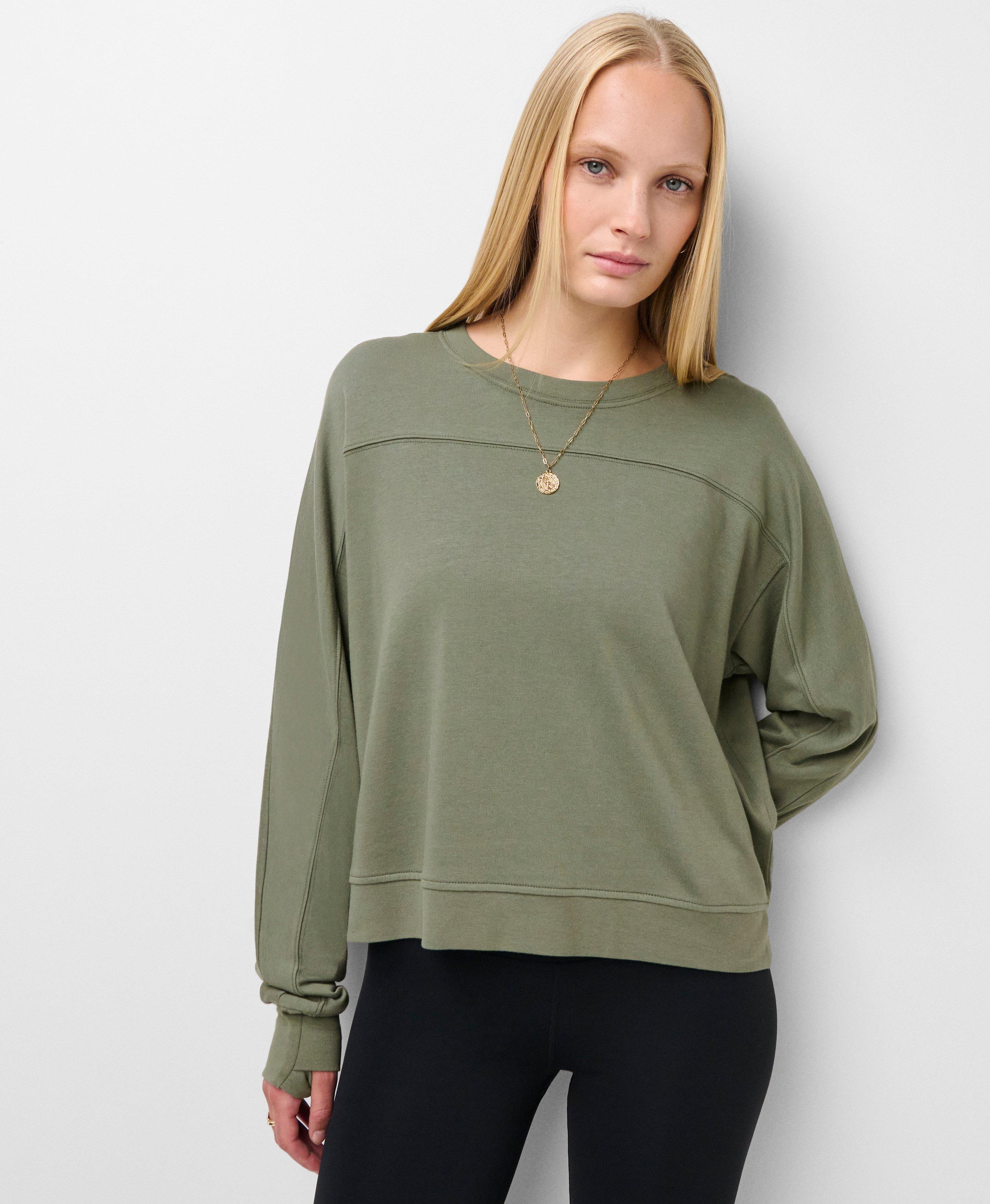 After Class Seam Detail Cropped Sweatshirt - Bracken Green 