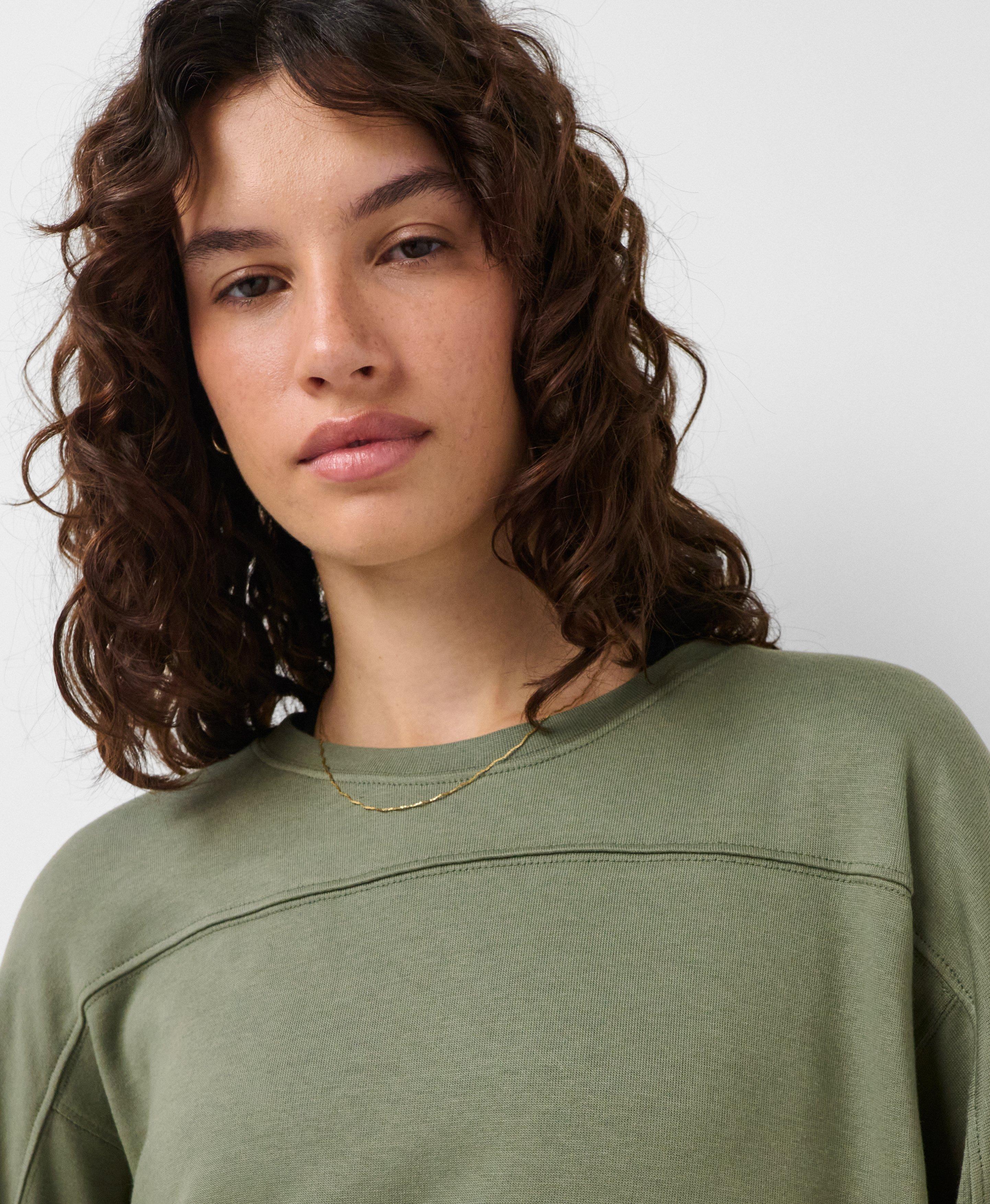 After Class Seam Detail Longline Sweatshirt - Bracken Green