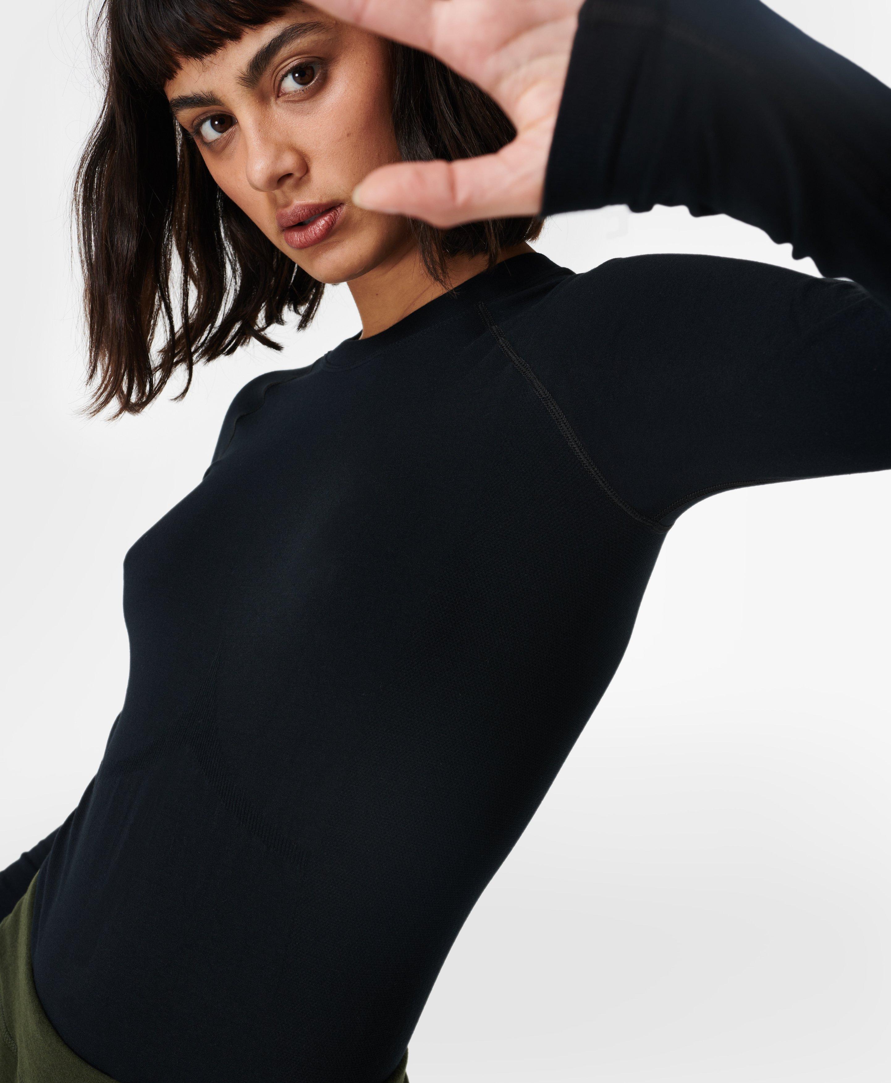 Glisten Bamboo Long Sleeve Running Top, Black | Sweaty Betty