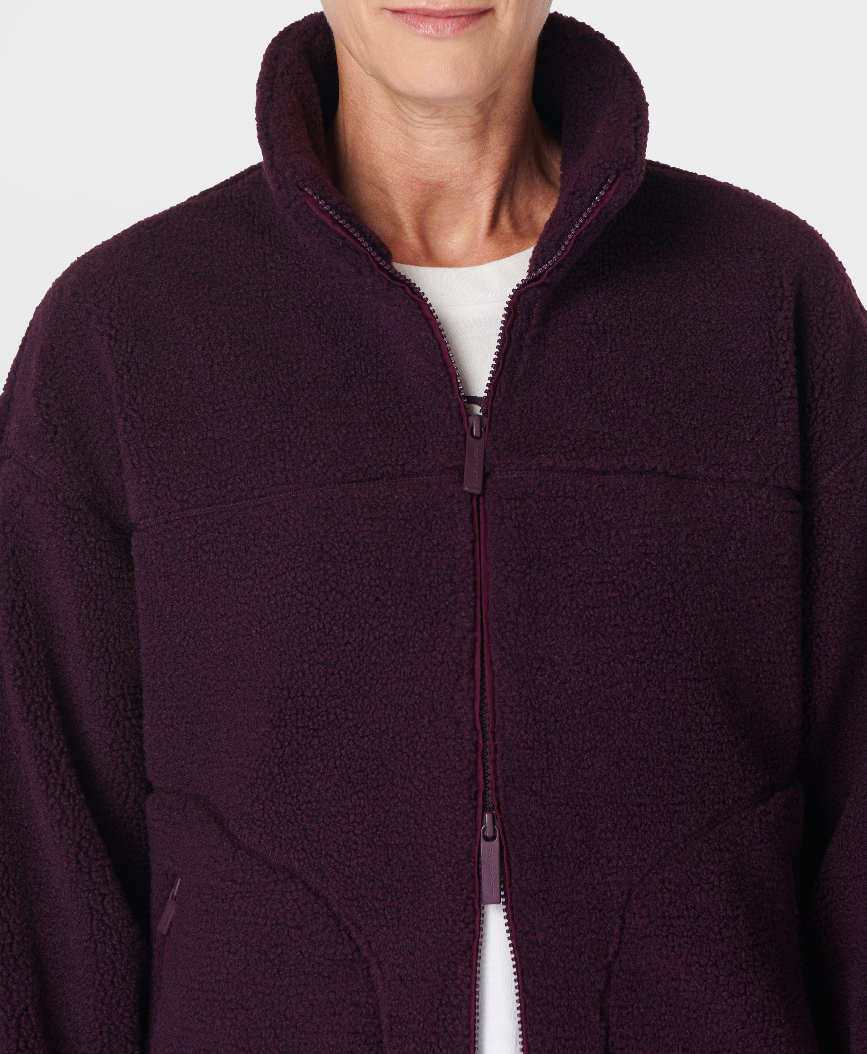 Plush Textured Zip Up Midnight Cherry Purple Women s Jumpers Hoodies Sweaty Betty