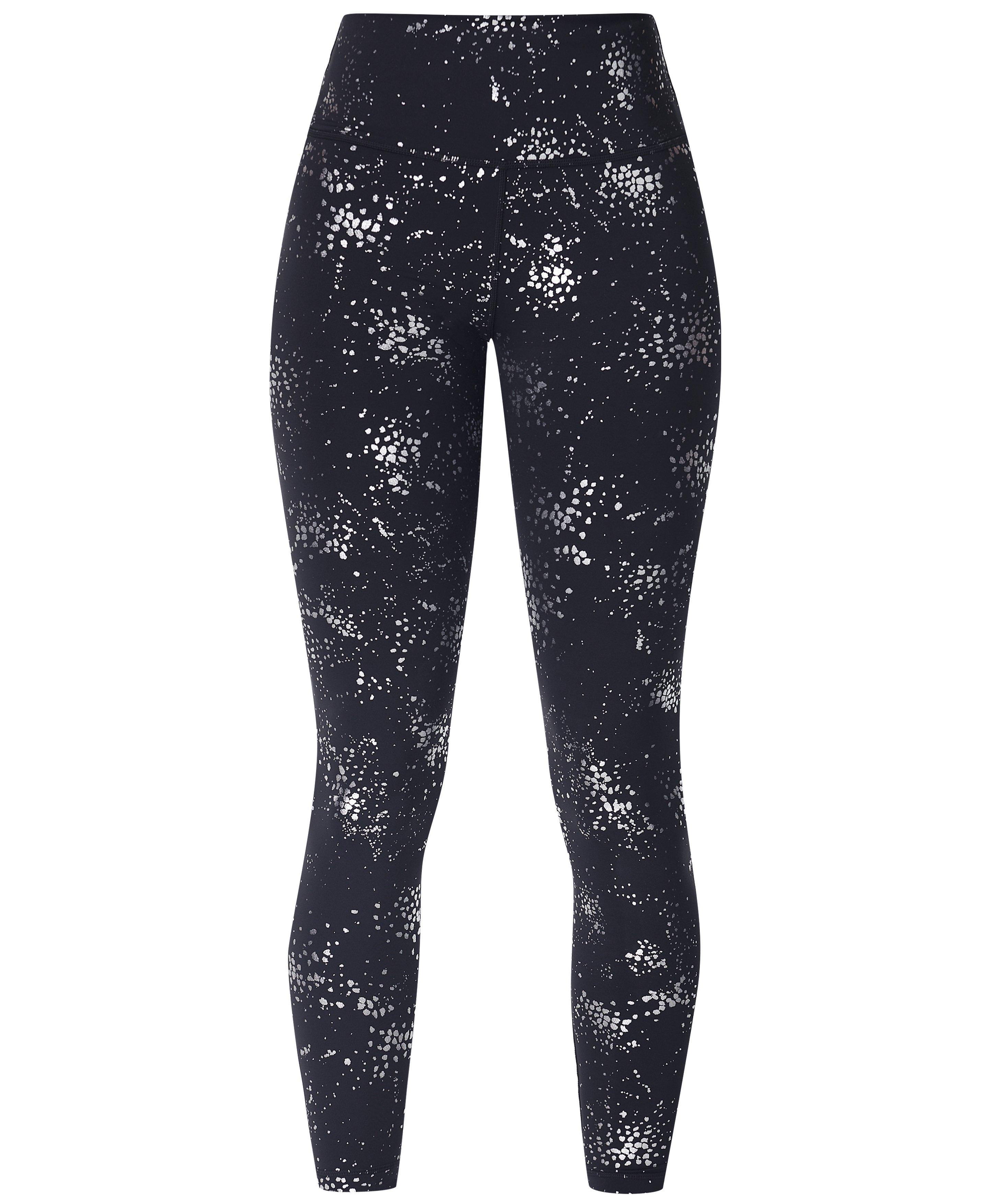 Glow Sparkle Workout Legging Black Fragment Foil Print Women s Leggings Sweaty Betty