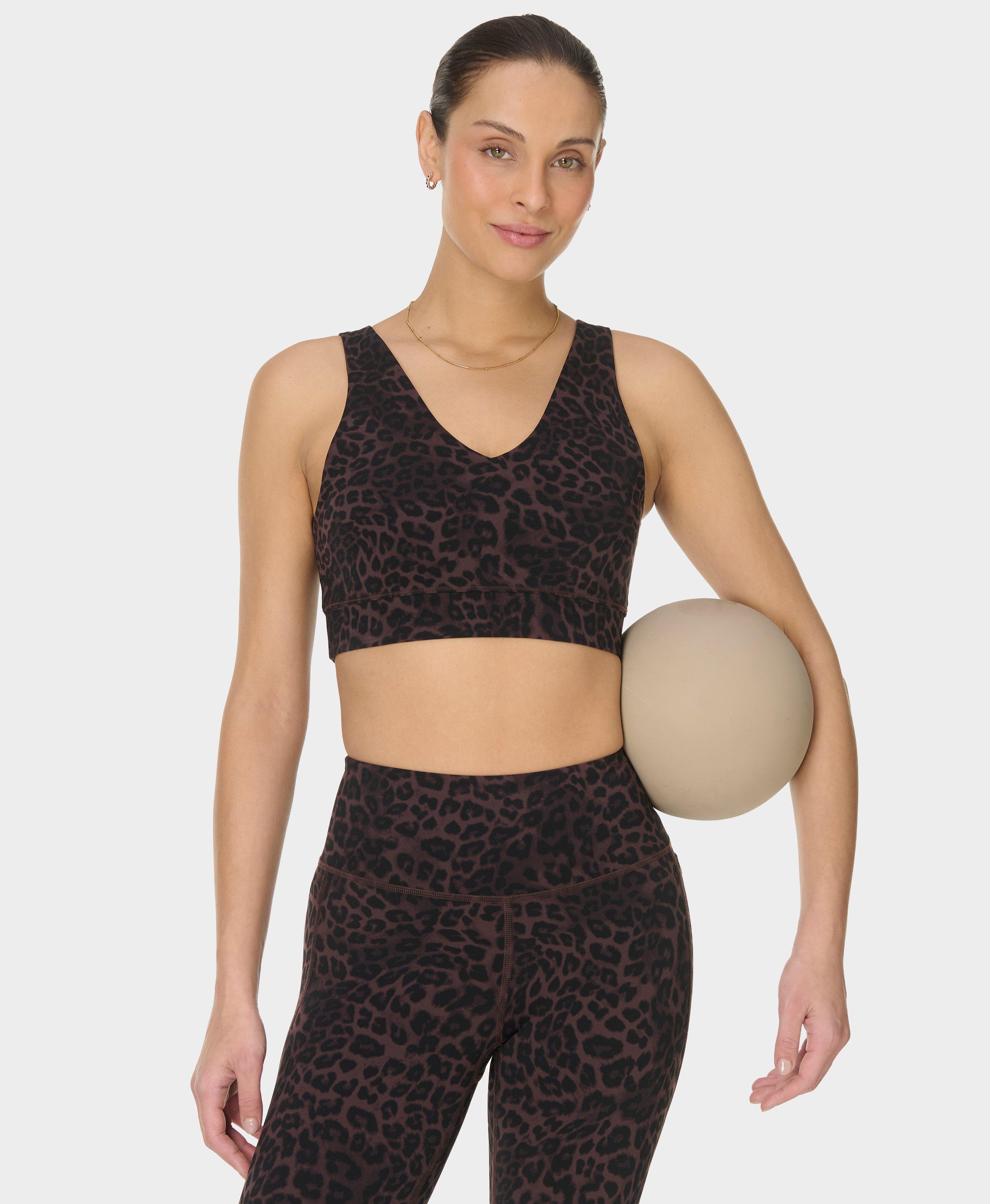 Ultimate Studio Yoga Voop Bra - Brown Leopard Skin Print | Women's