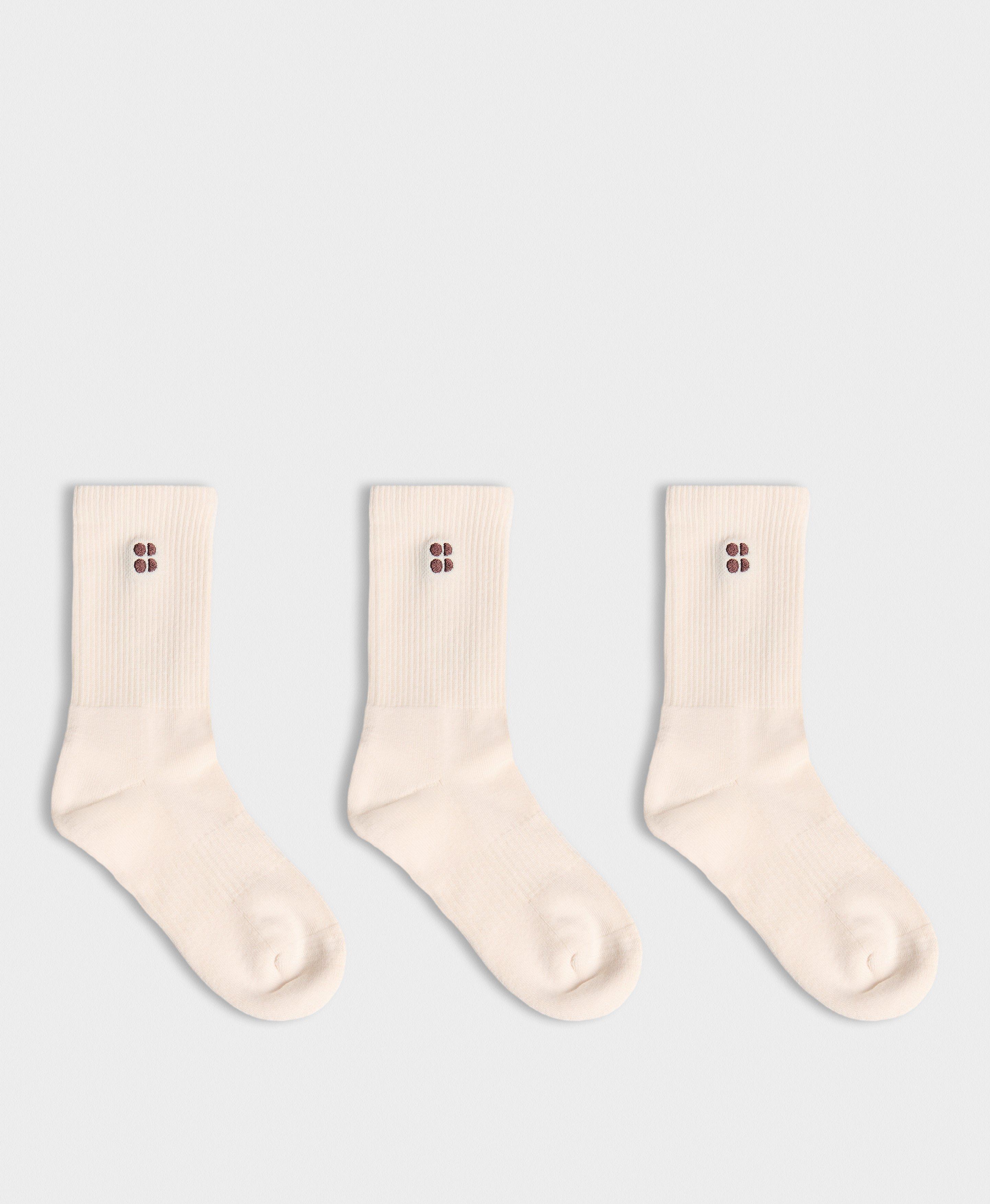 Essentials Crew Socks 3 Pack - Creme Beige | Women's Sports Socks | Sweaty Betty