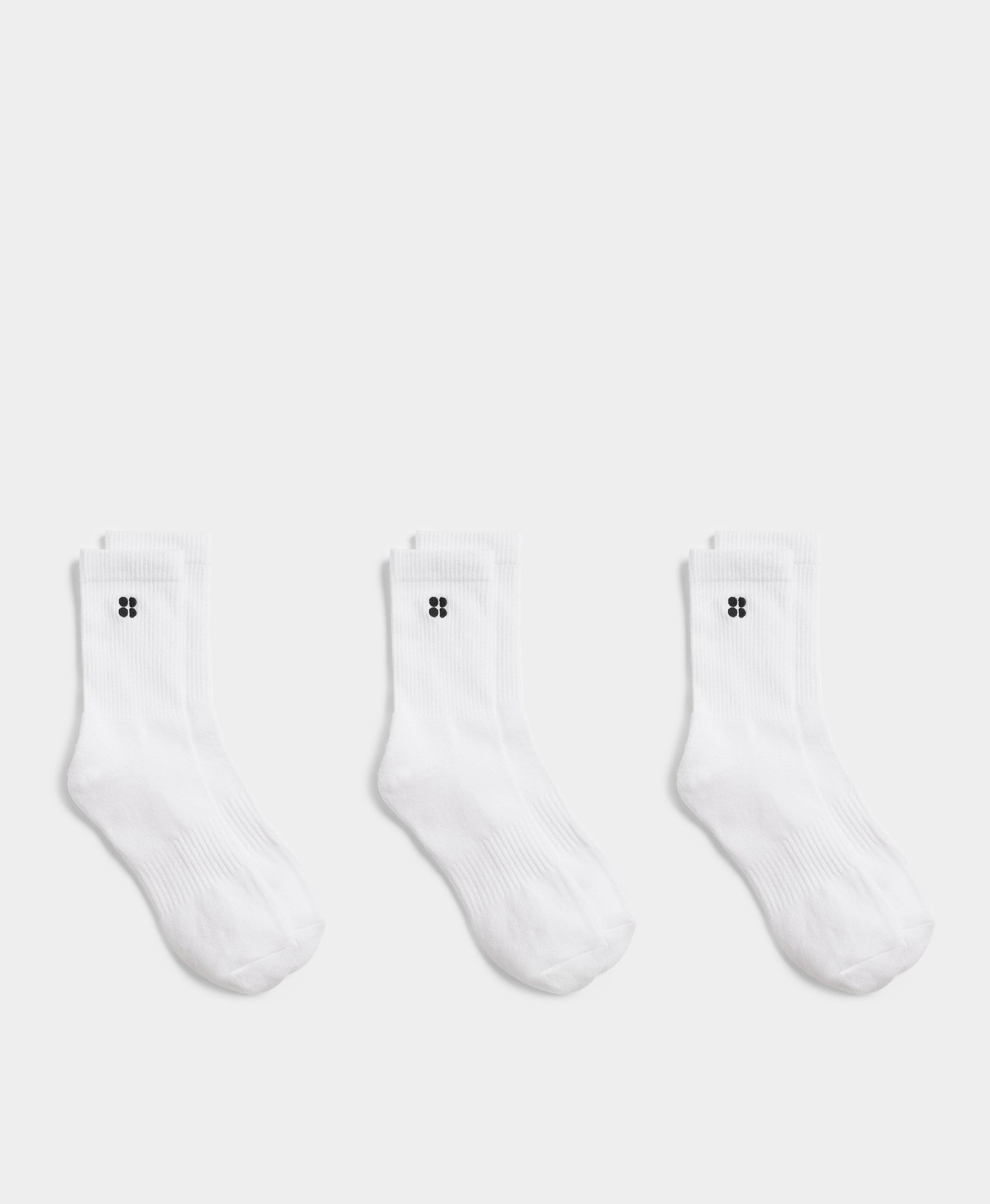 Essentials Crew Socks 3 Pack, White | Sweaty Betty