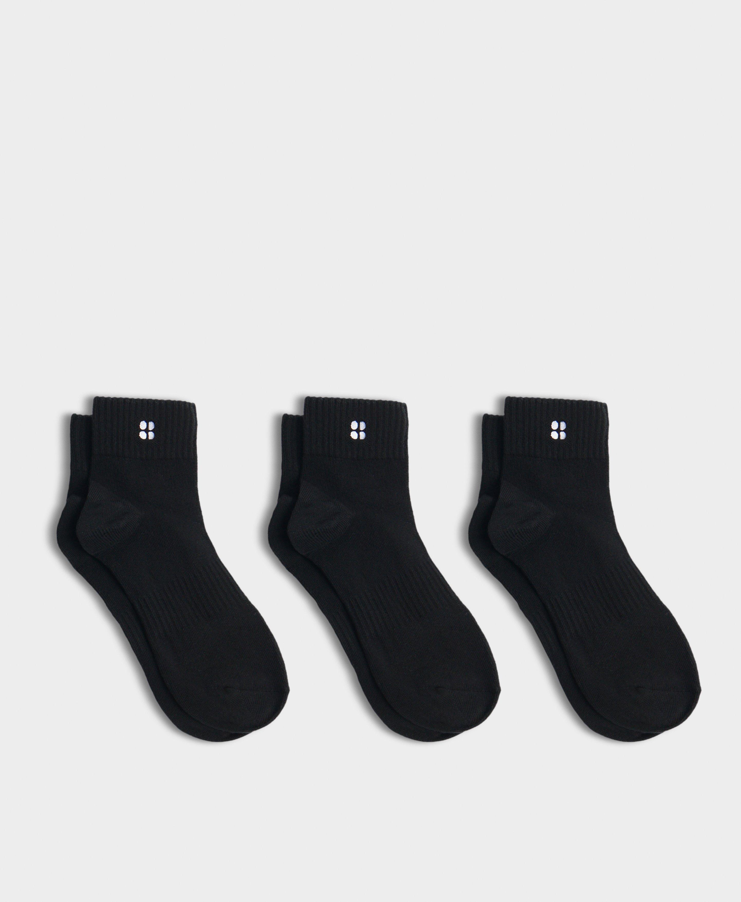 Sweaty Betty Essentials Mini Crew Socks 3 Pack, Black, Women's UK 2 - 5