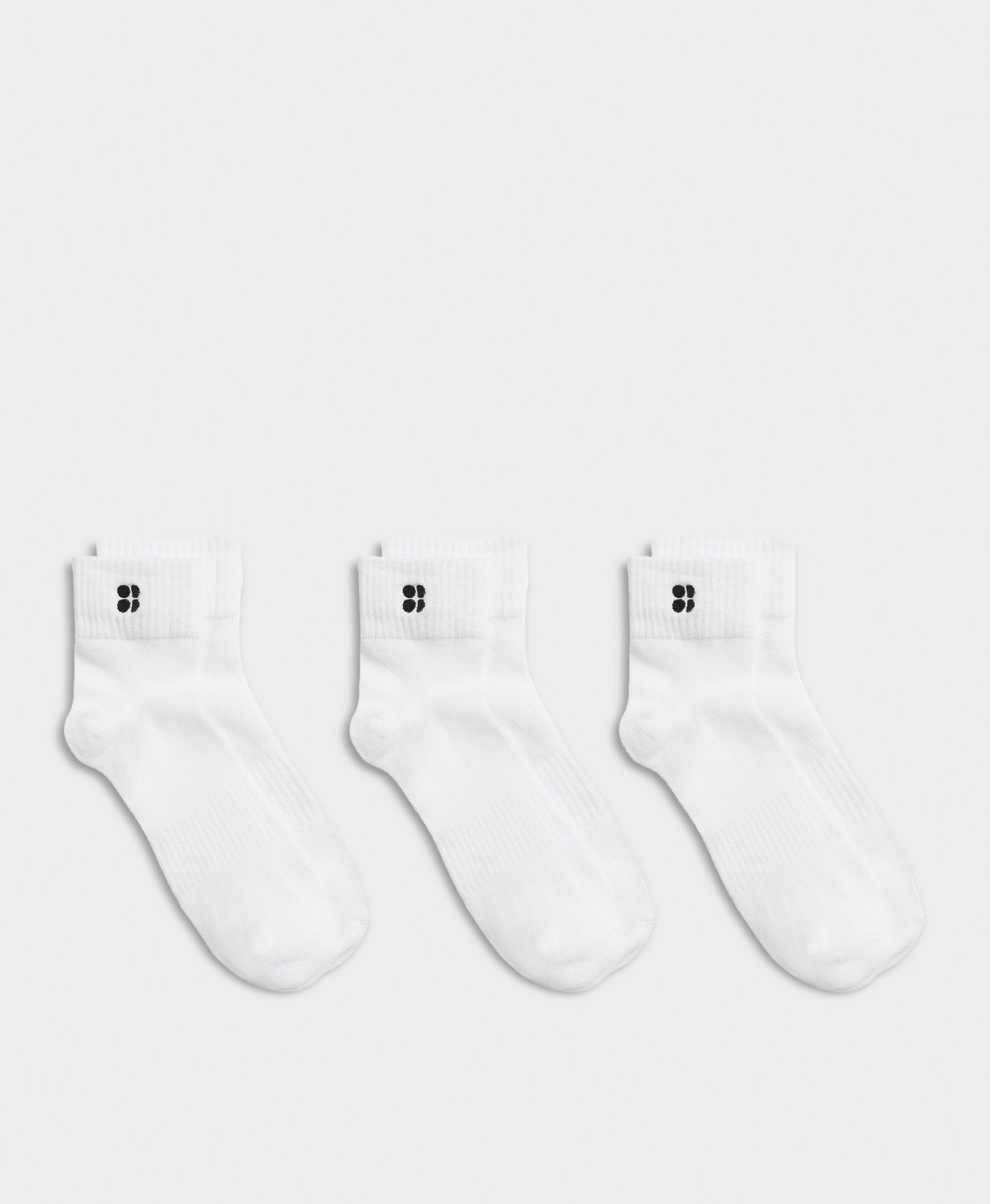 Essentials Mini Crew Socks 3 Pack, White | Sweaty Betty