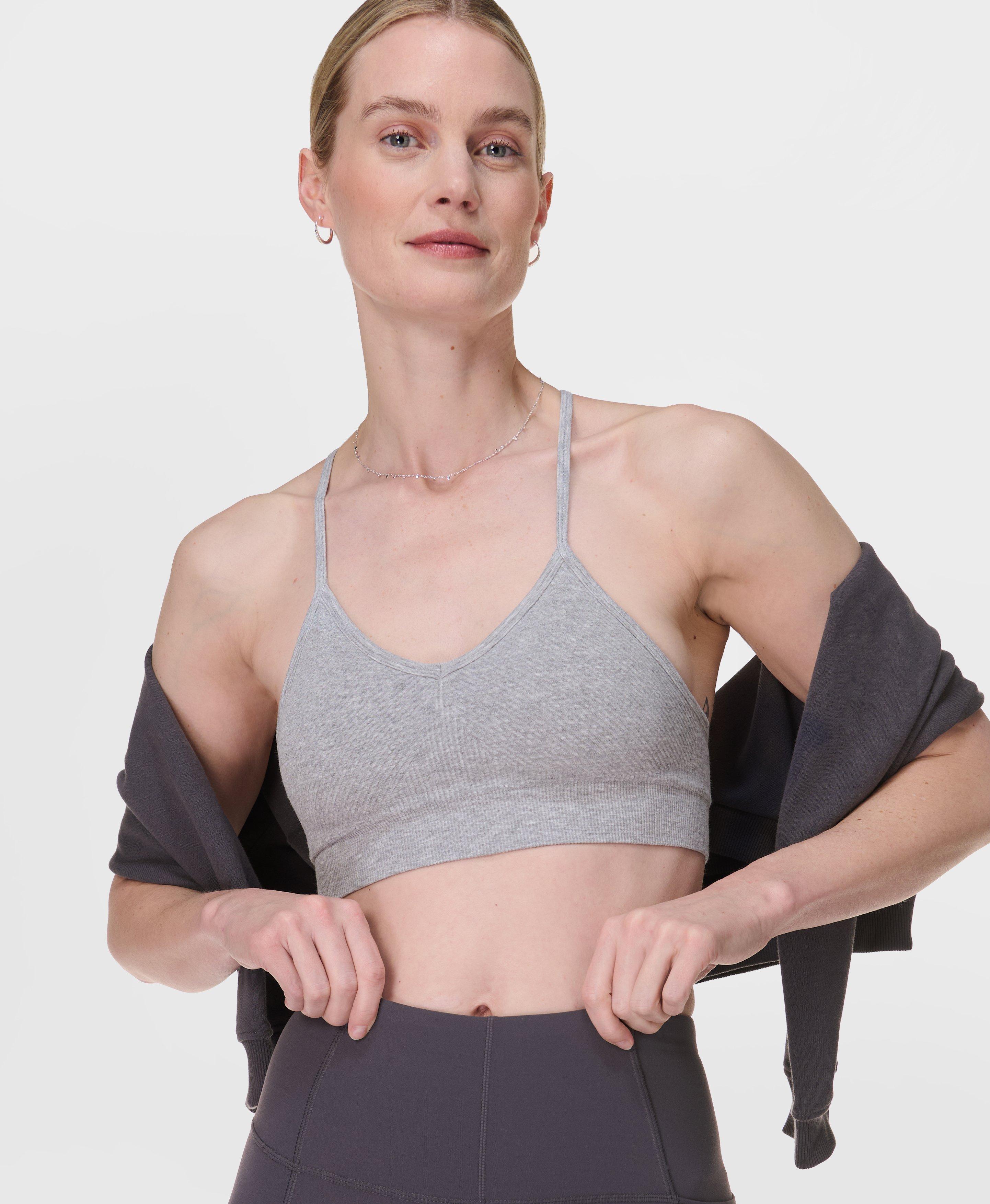 Soft Ribbed Bra - Light Grey Marl | Women's Sports Bras | Sweaty Betty