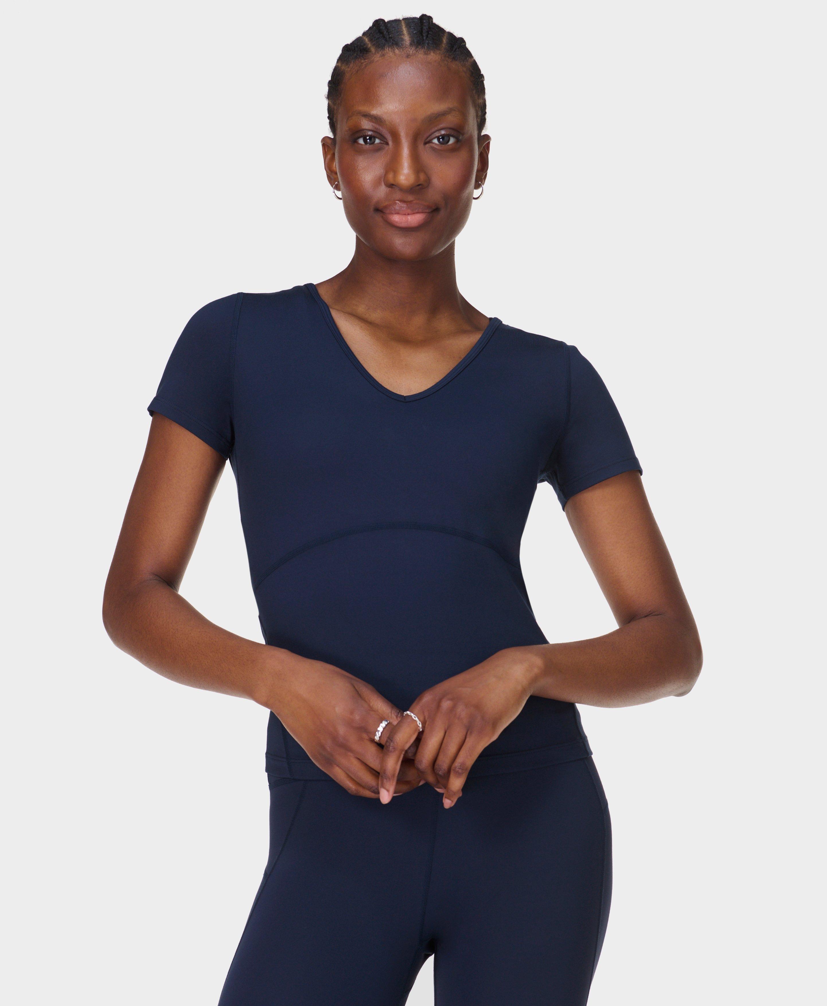 Gaia V-Neck Tee - Navy Blue | Women's T-Shirts | Sweaty Betty