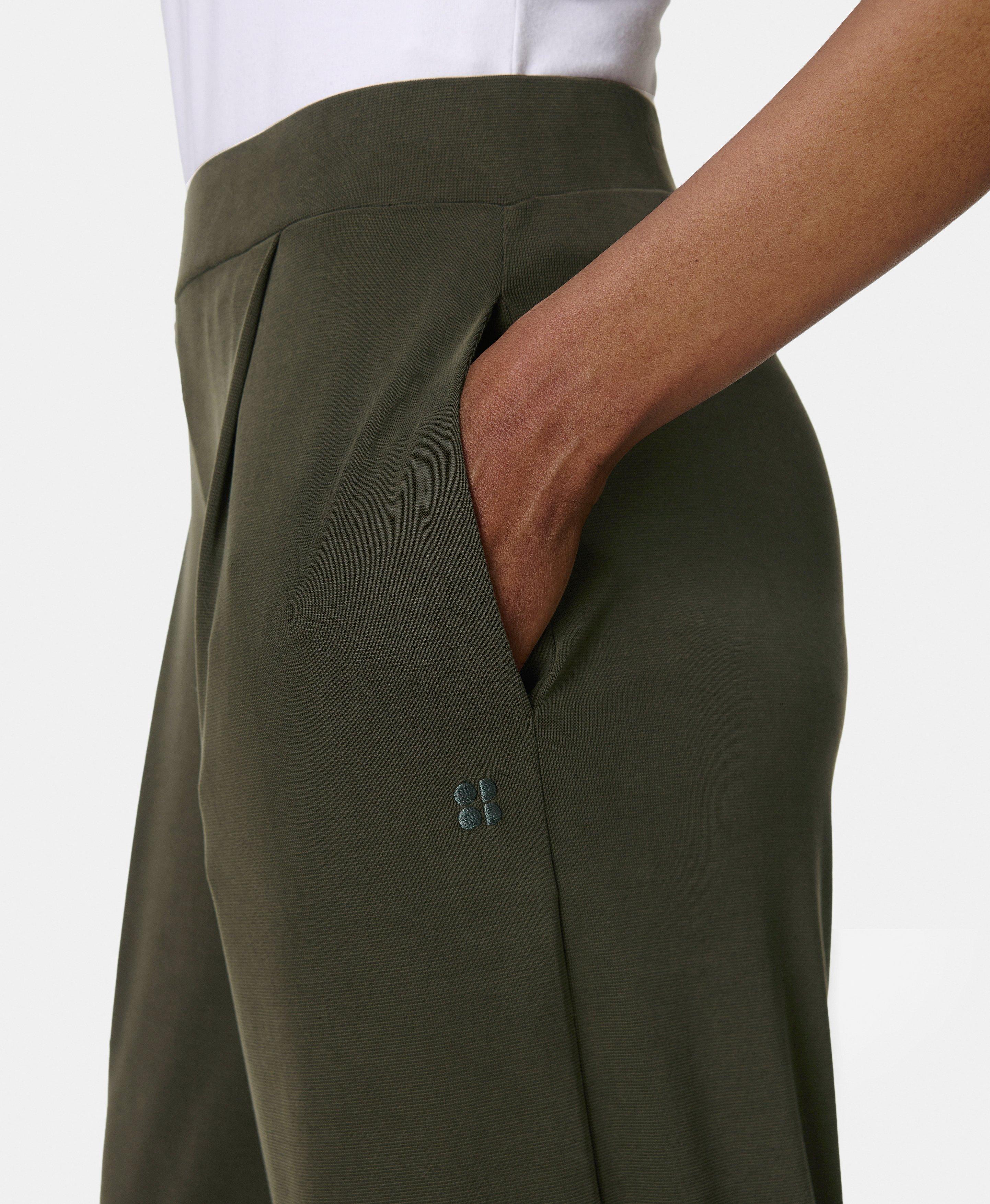 At Ease Wide Leg Pants - Nori Green | Women's Pants | Sweaty Betty