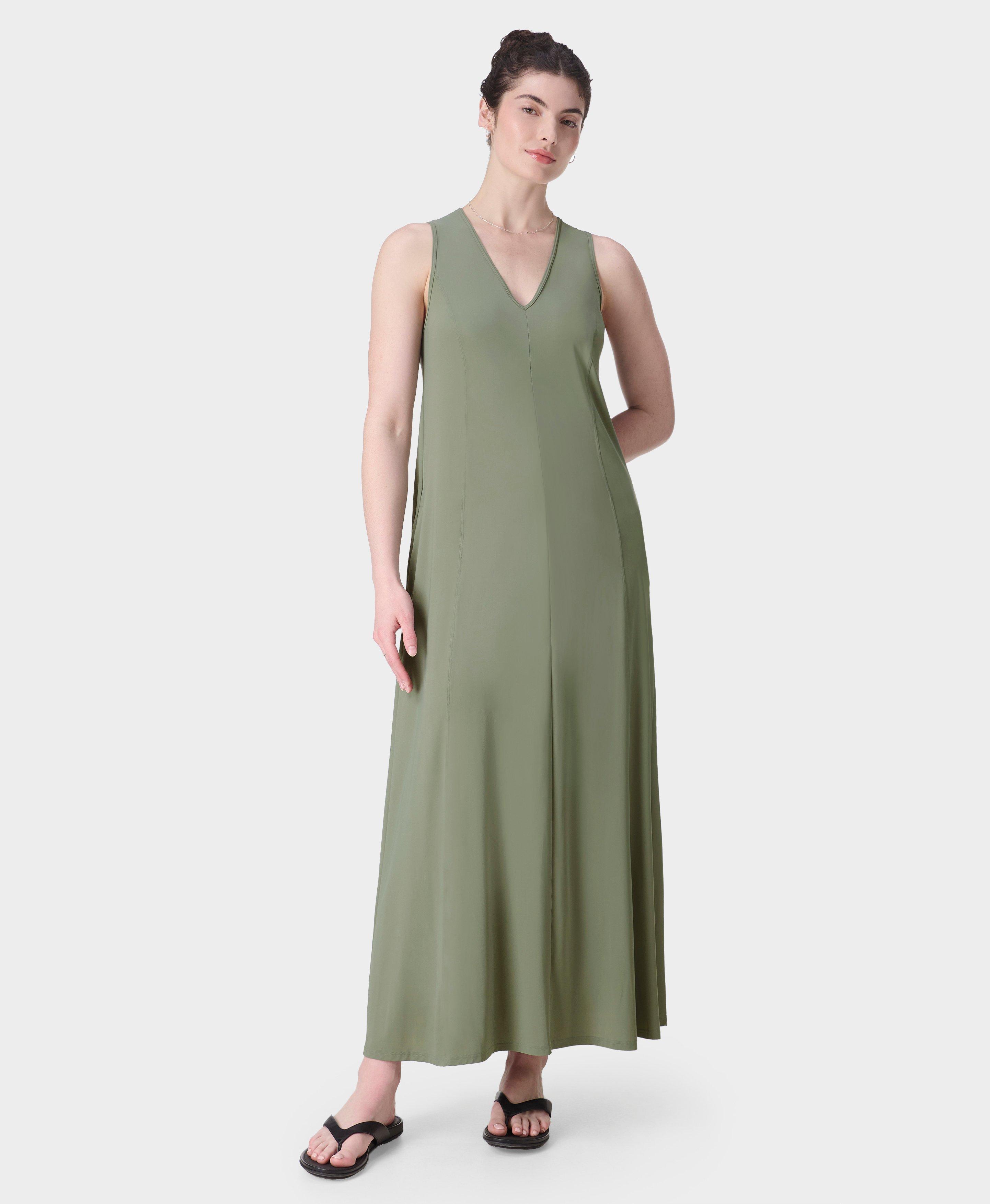 Sweaty Betty Explorer Ace V-Neck Dress, Green, Women's M