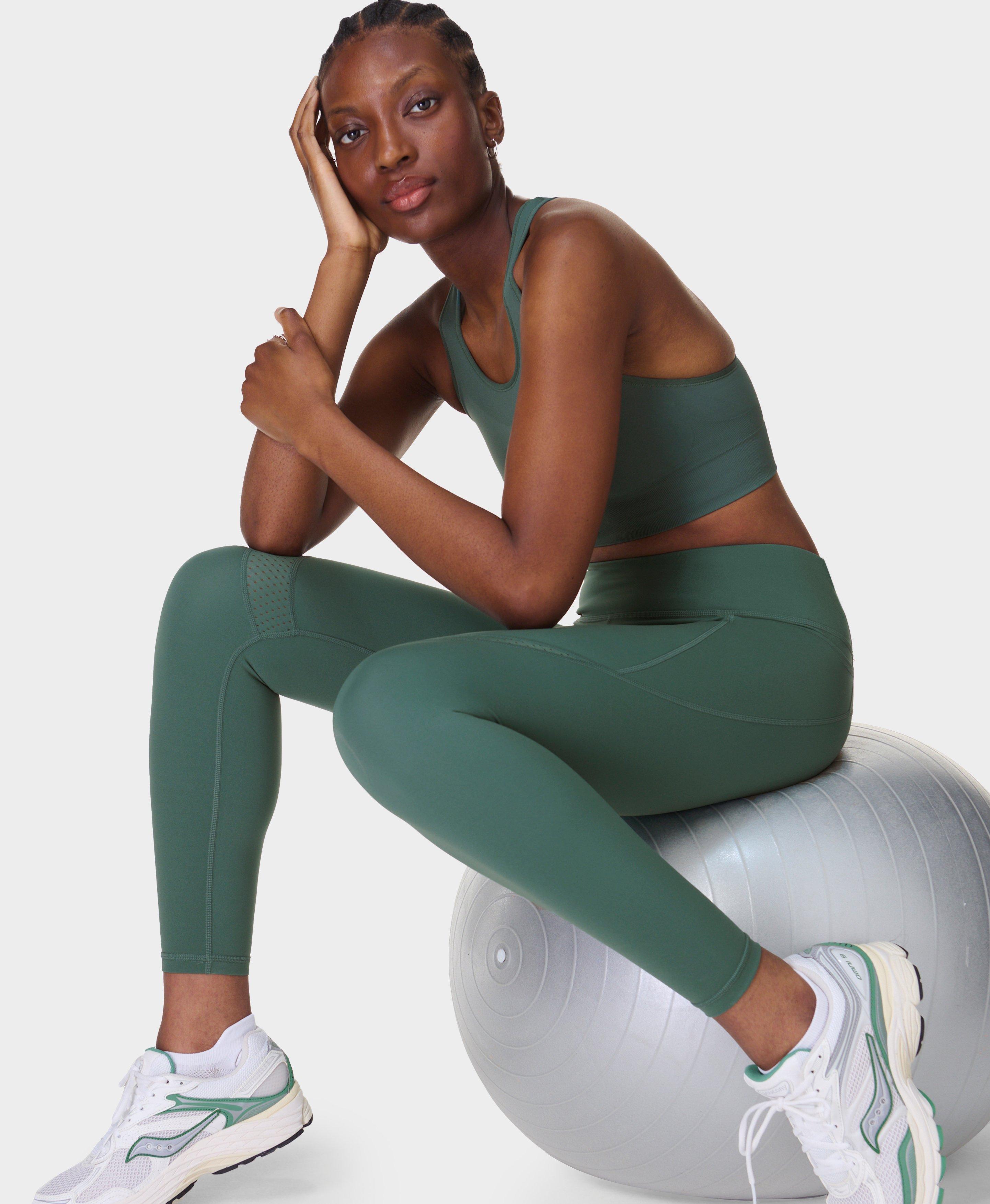 Sweaty Betty Power Mesh 7/8 Gym Leggings, Green, Women's XS