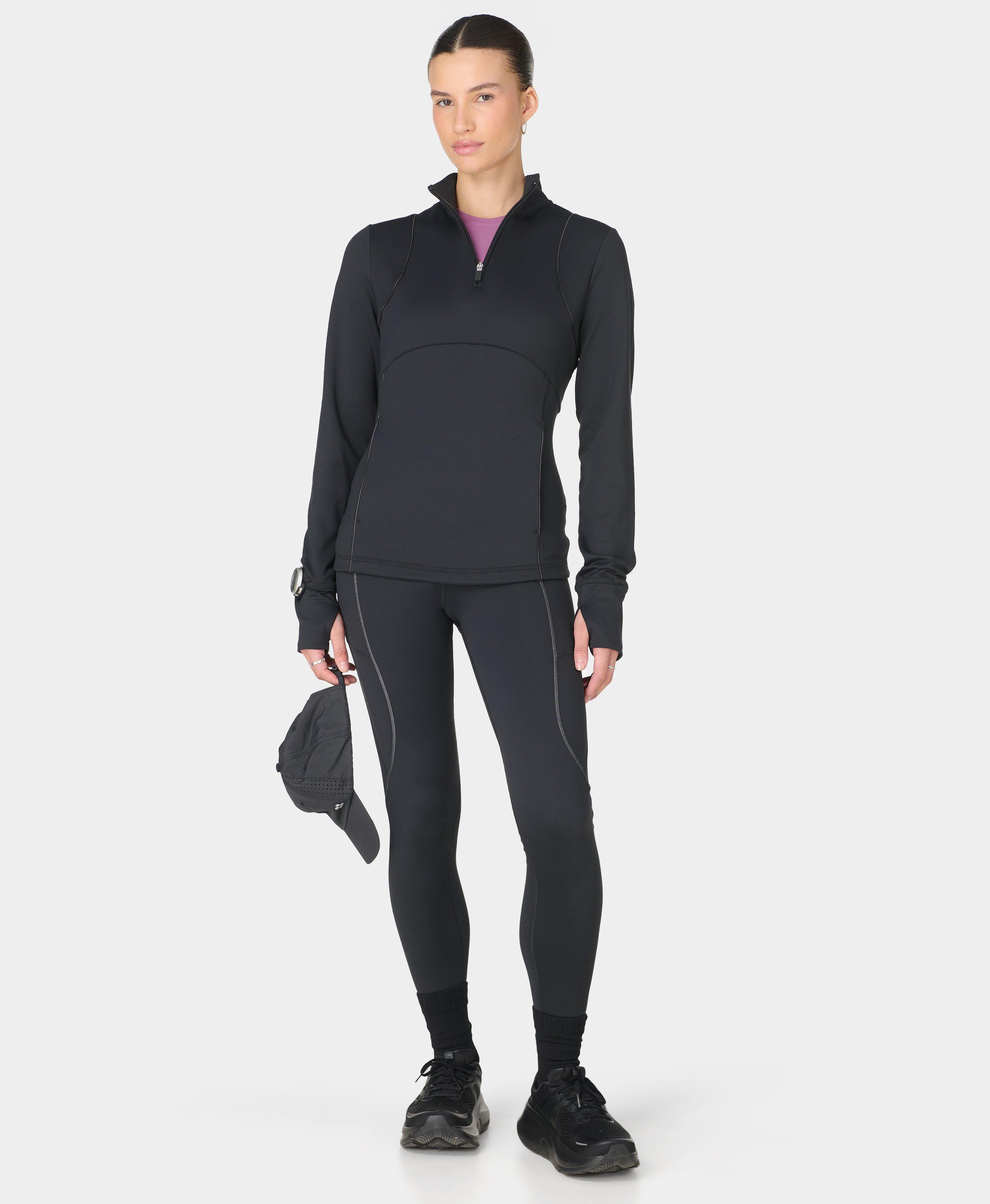 Sweaty Betty Therma Half Zip Midlayer, Black, Women's XS