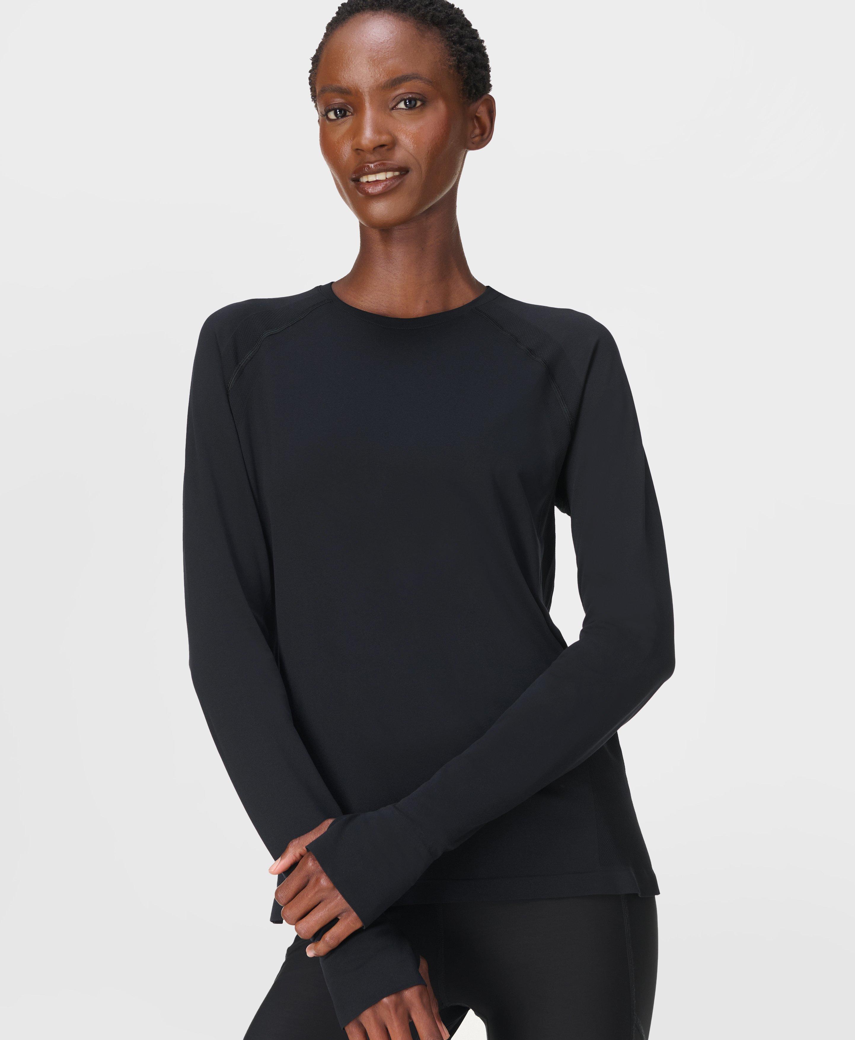 Sweaty Betty Athlete Featherweight Seamless Long Sleeve Top, Black, Women's M