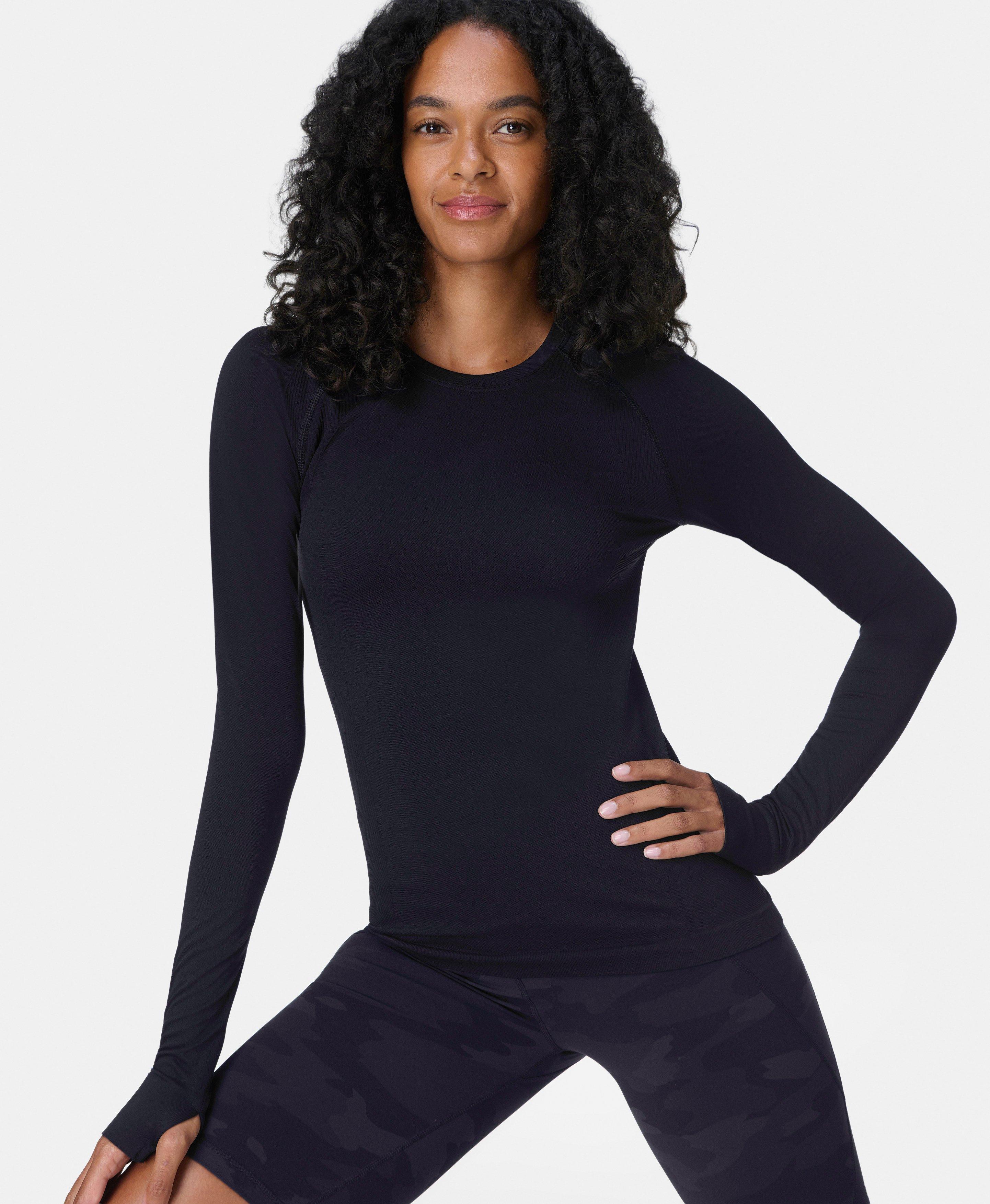 Sweaty Betty Athlete Seamless Gym Long Sleeve Top, Black, Women's XS
