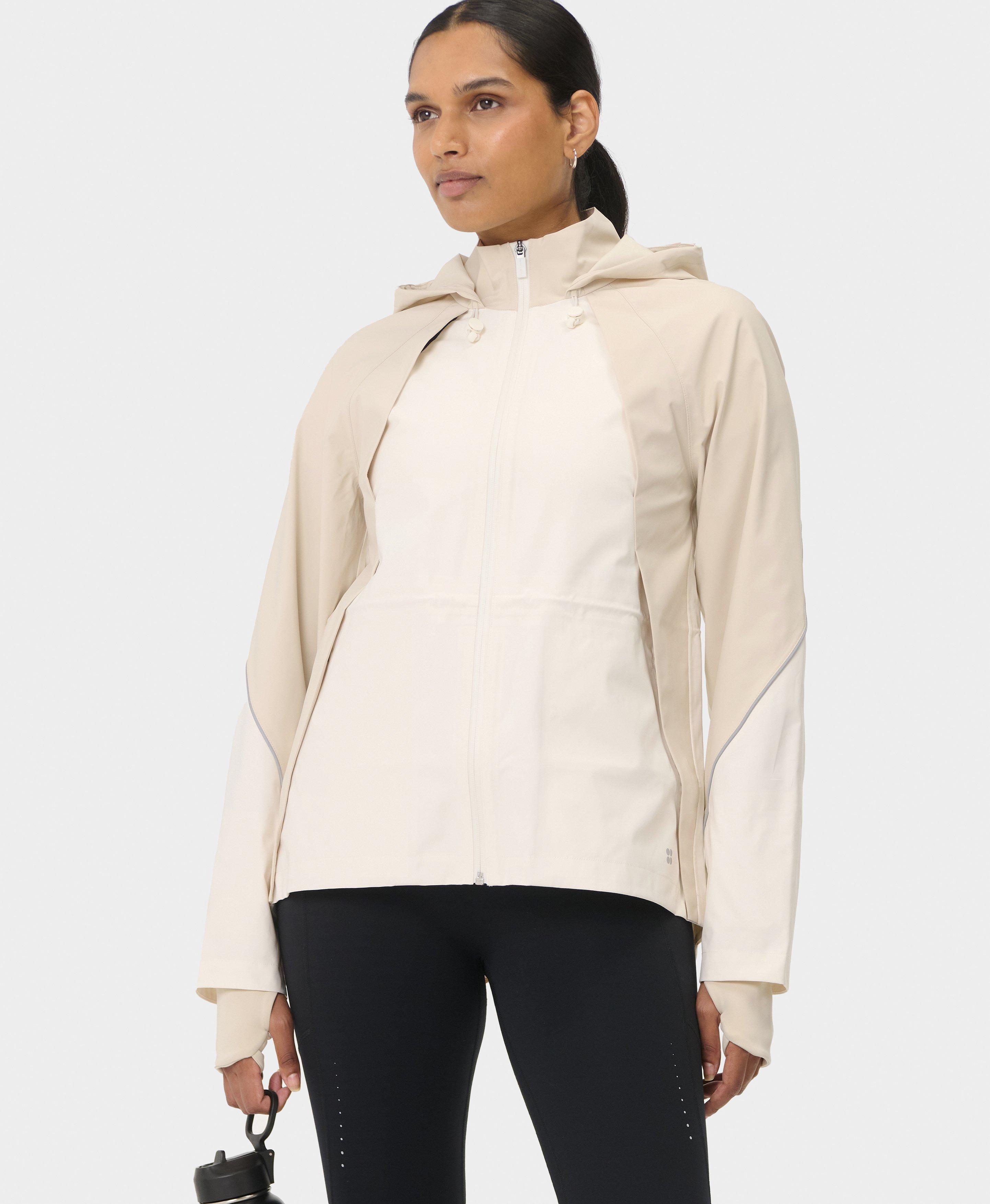 Sweaty Betty Waterproof Run Jacket, White, Women's XXL