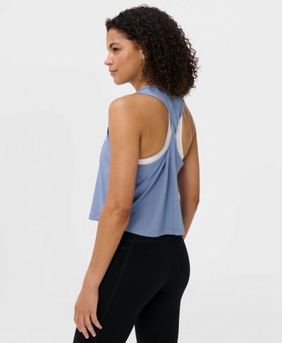 Soft Flow Studio Twist Back Tank Top, Faded Blue | Sweaty Betty