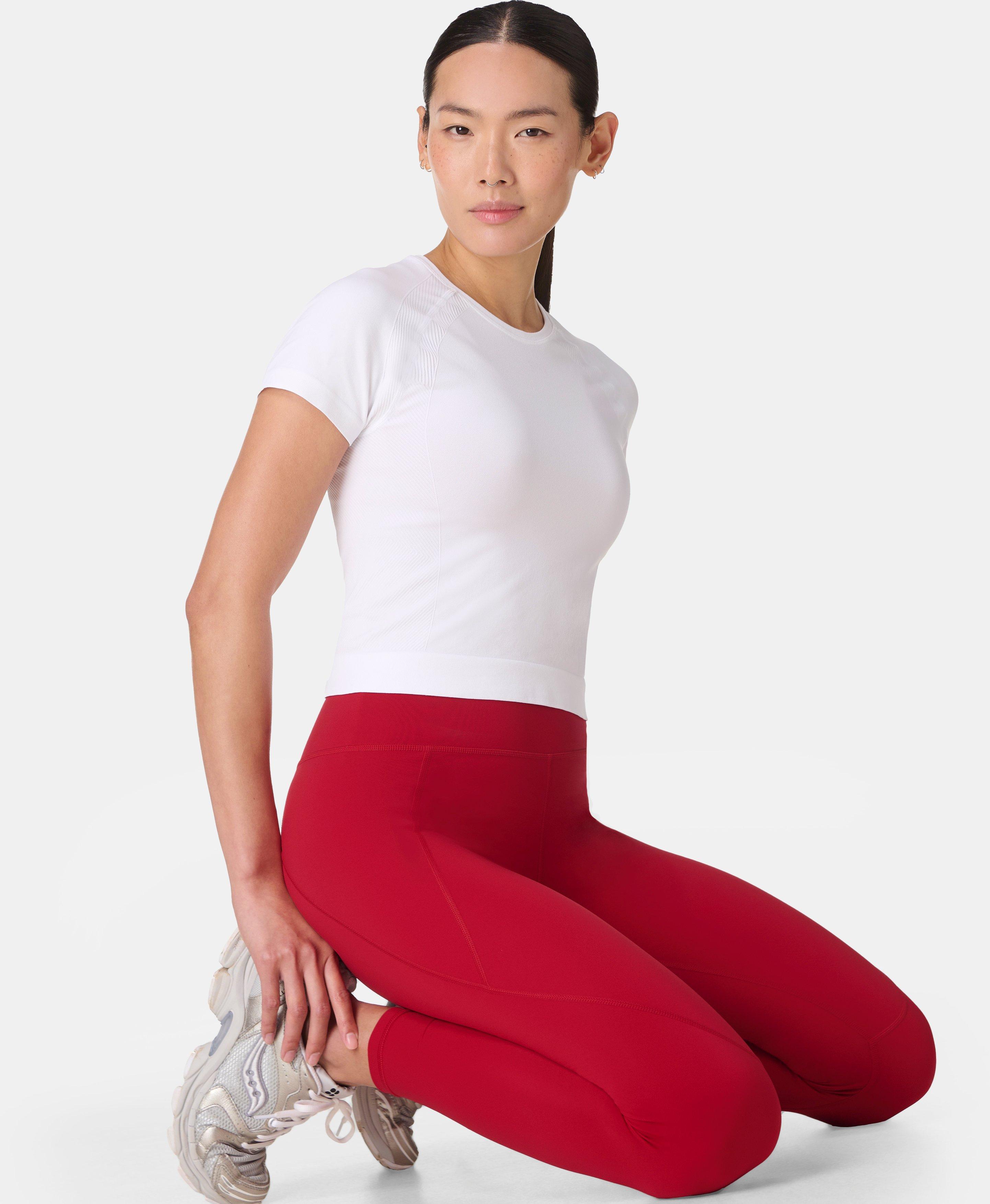 Sweaty Betty Athlete Crop Seamless Workout T-Shirt, White, Women's XS