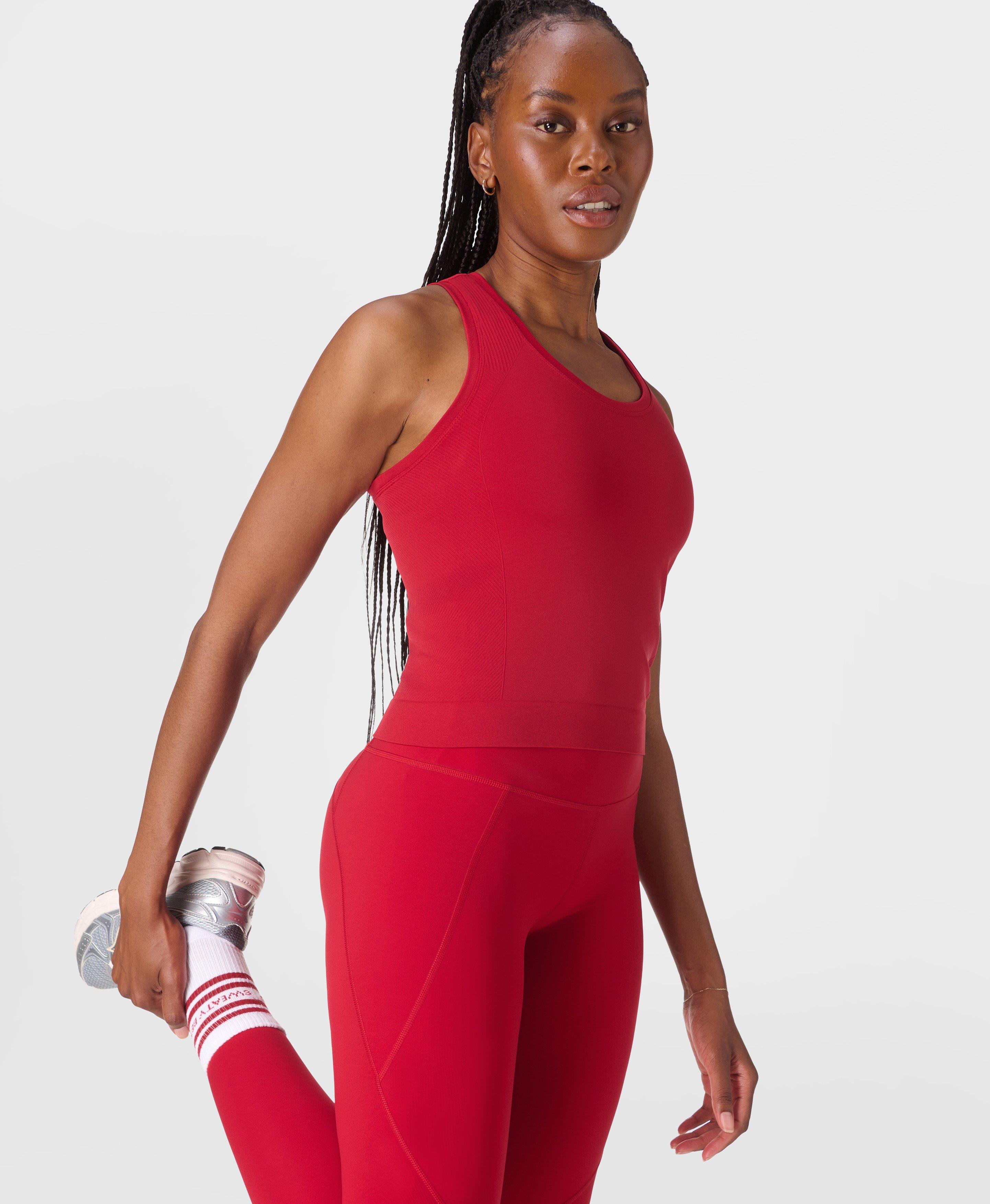 Sweaty Betty Athlete Crop Seamless Workout Vest, Red, Women's XS
