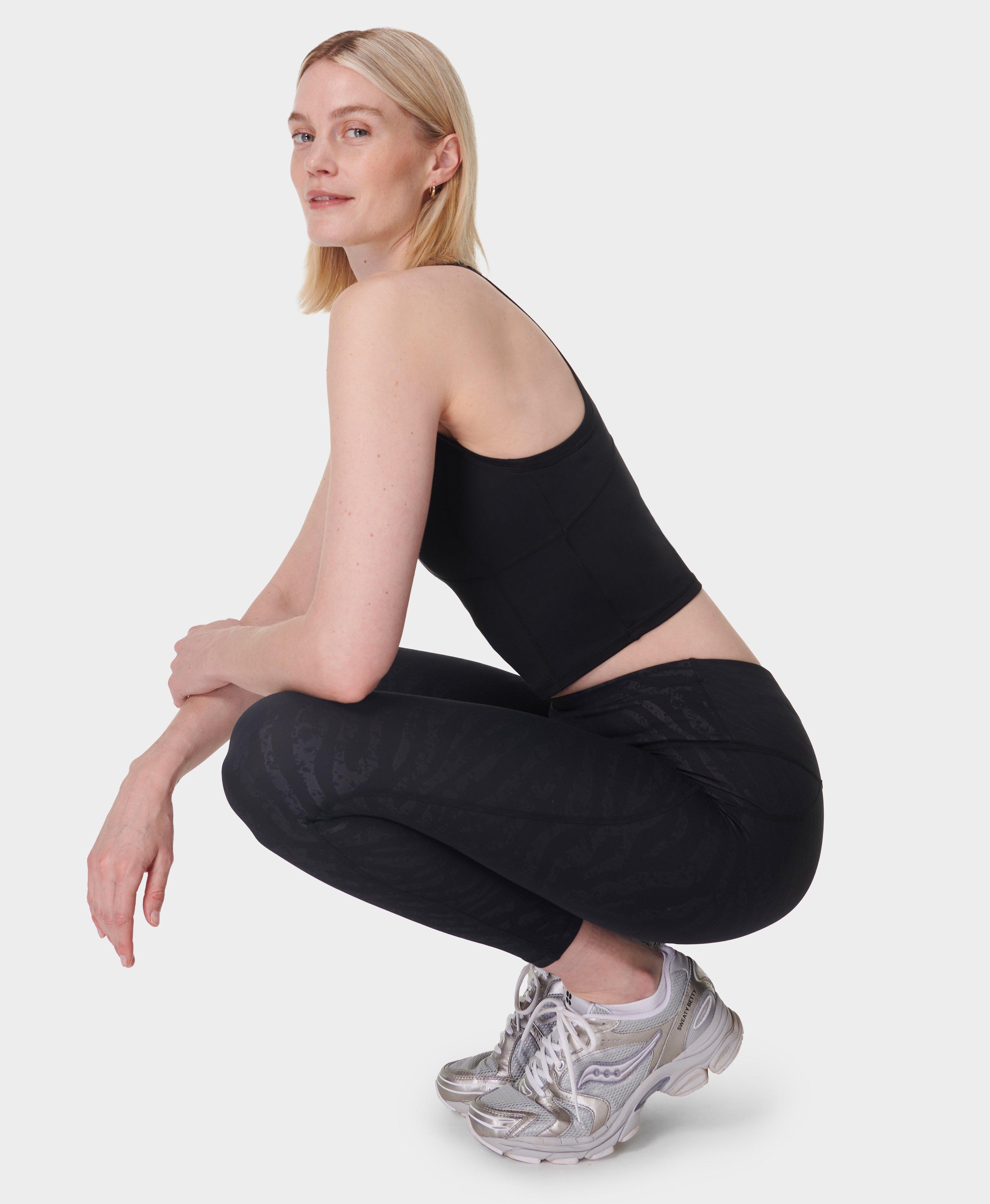 Sweaty Betty All Day 7/8 Embossed Leggings, Black, Women's M