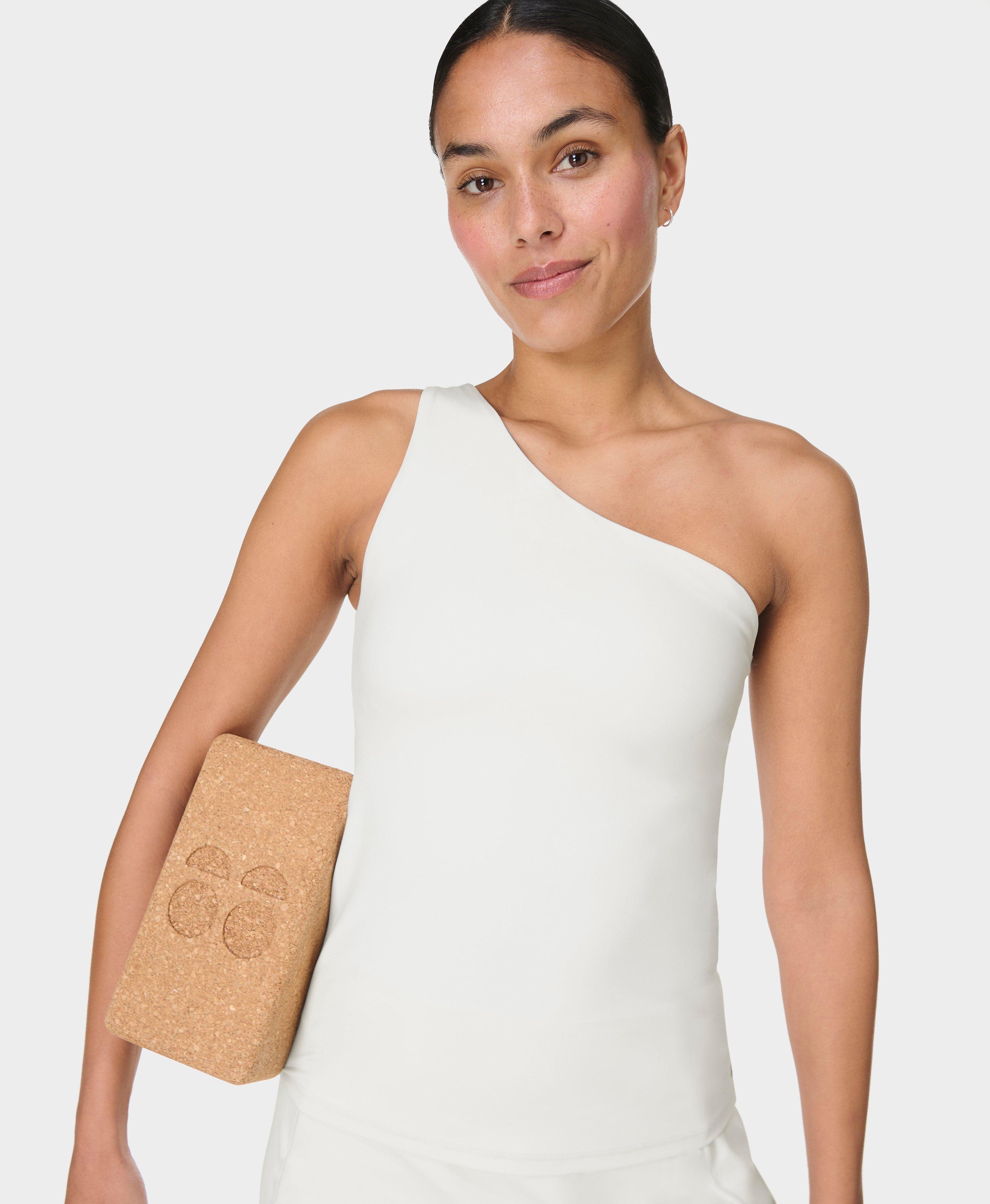 Sweaty Betty Ultimate Studio Asymmetric Bra Vest, White, Women's XS