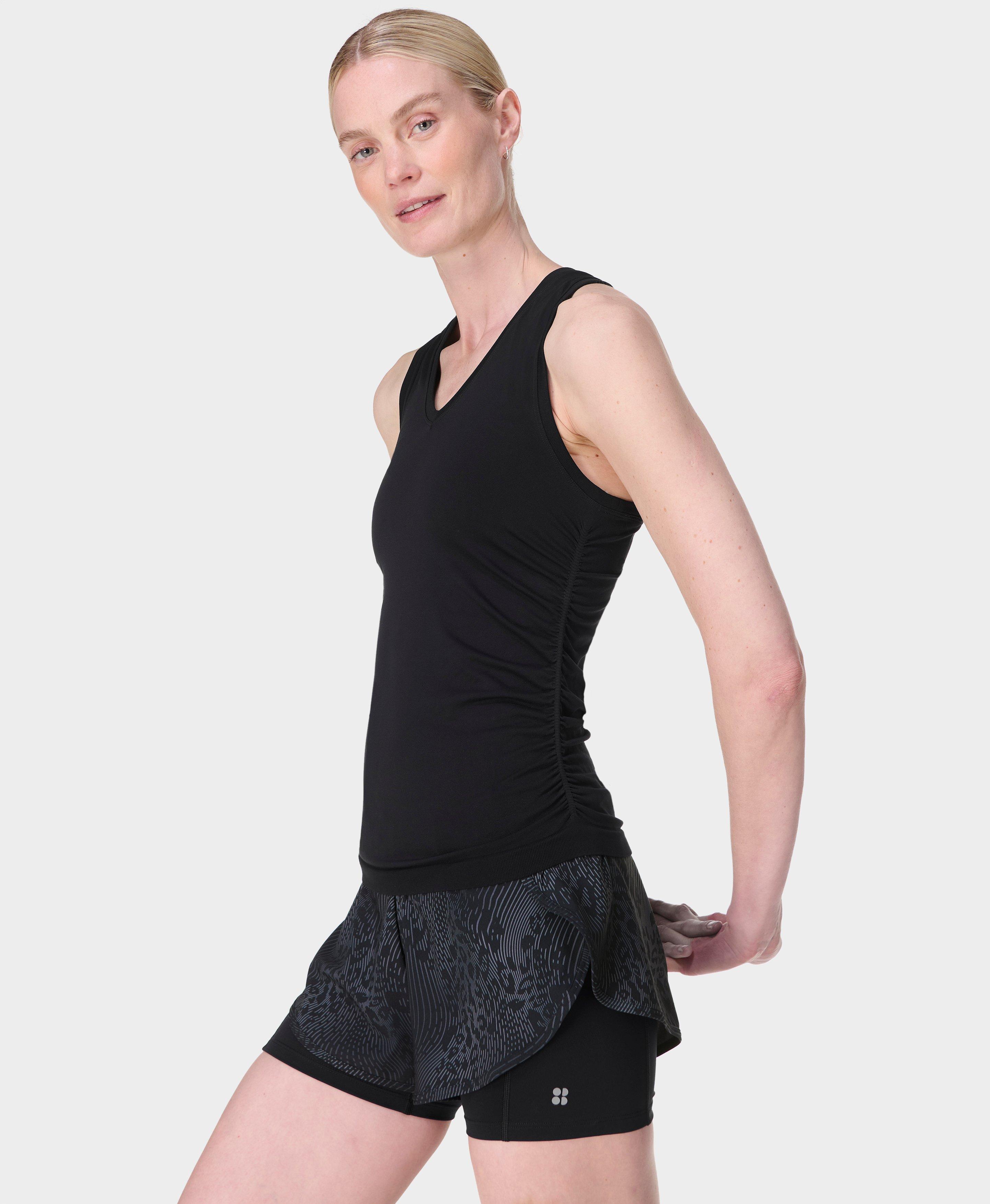 Sweaty Betty Athlete Seamless Ruched Vest, Black, Women's XXS