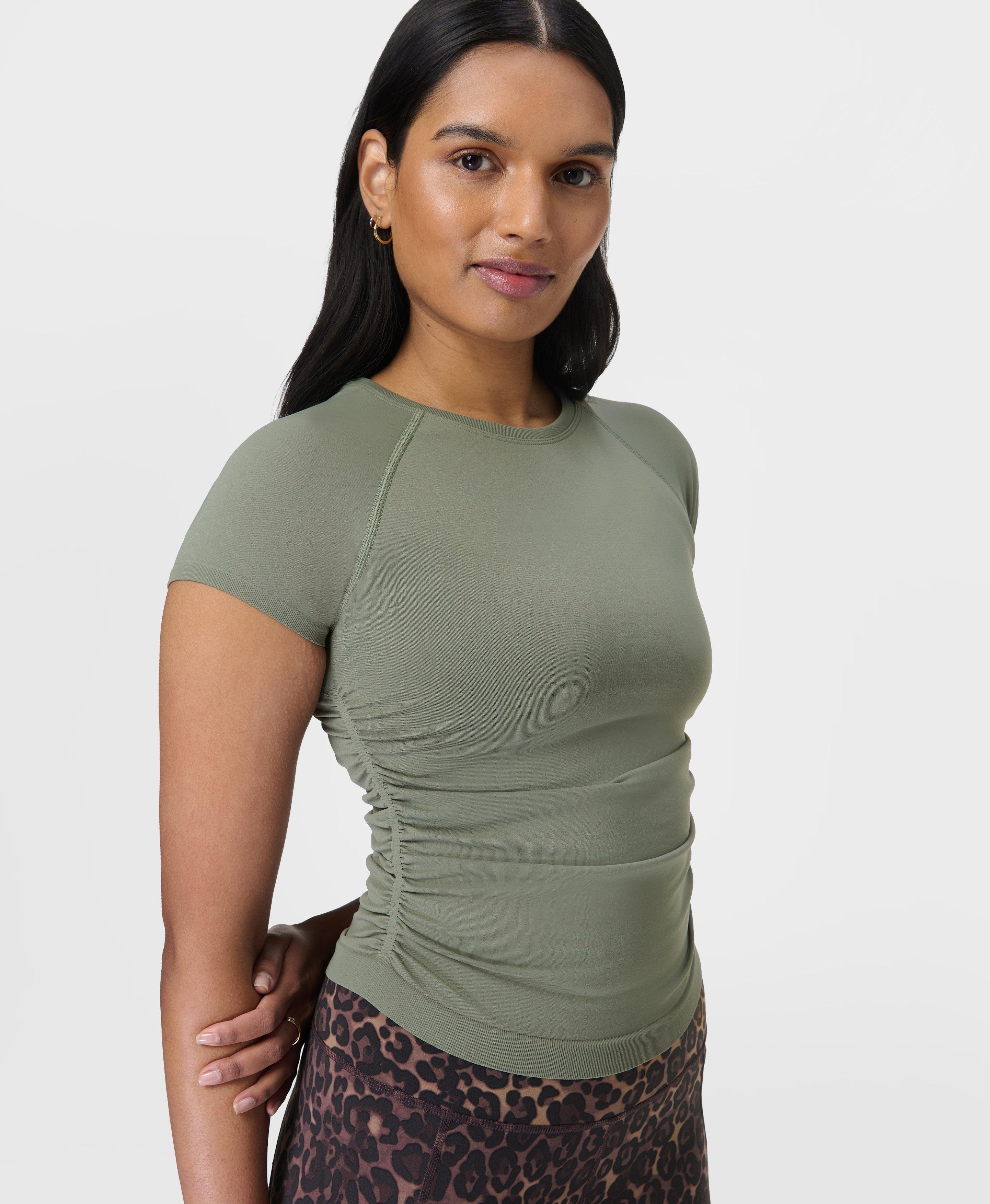 Sweaty Betty Athlete Seamless Ruched T-Shirt, Green, Women's L