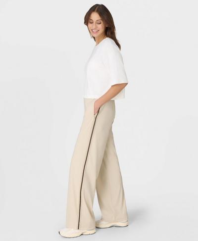 Explorer Side Stripe Wide Leg Pants, Barley Beige | Sweaty Betty