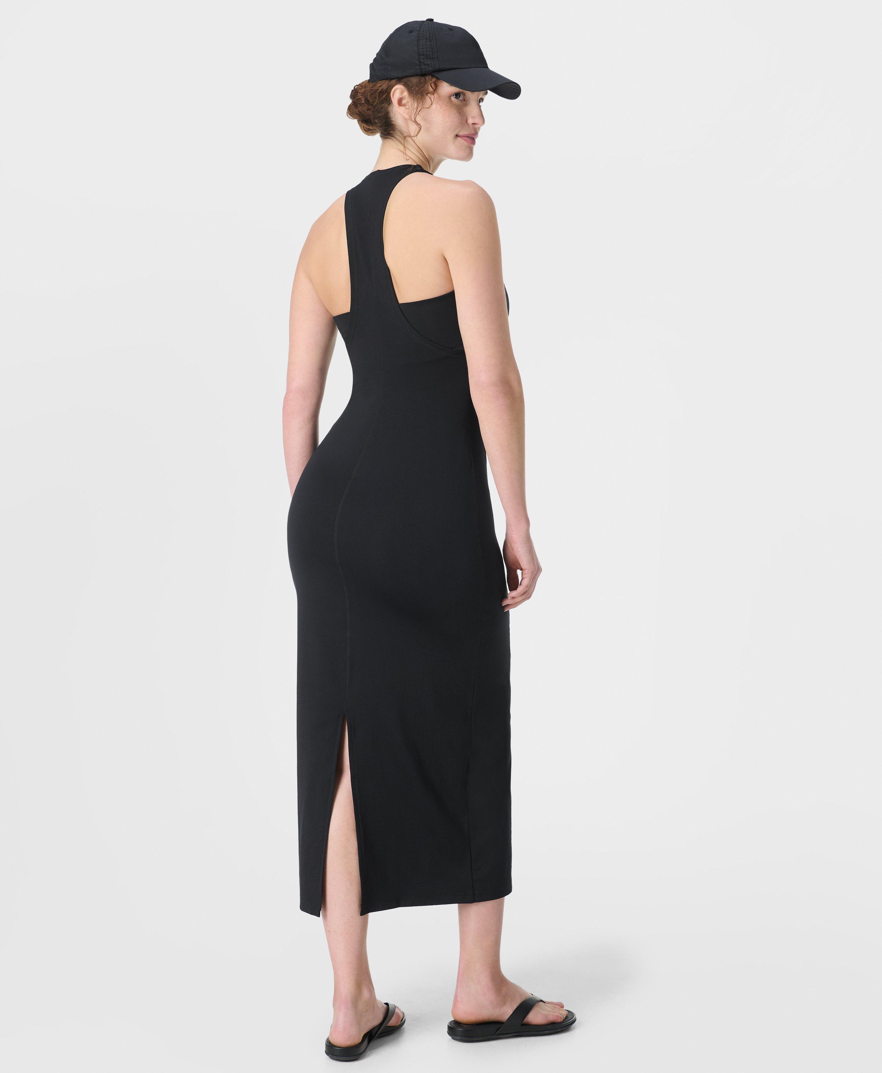 Sweaty Betty Reform Ribbed Bodycon Dress, Black, Women's XL