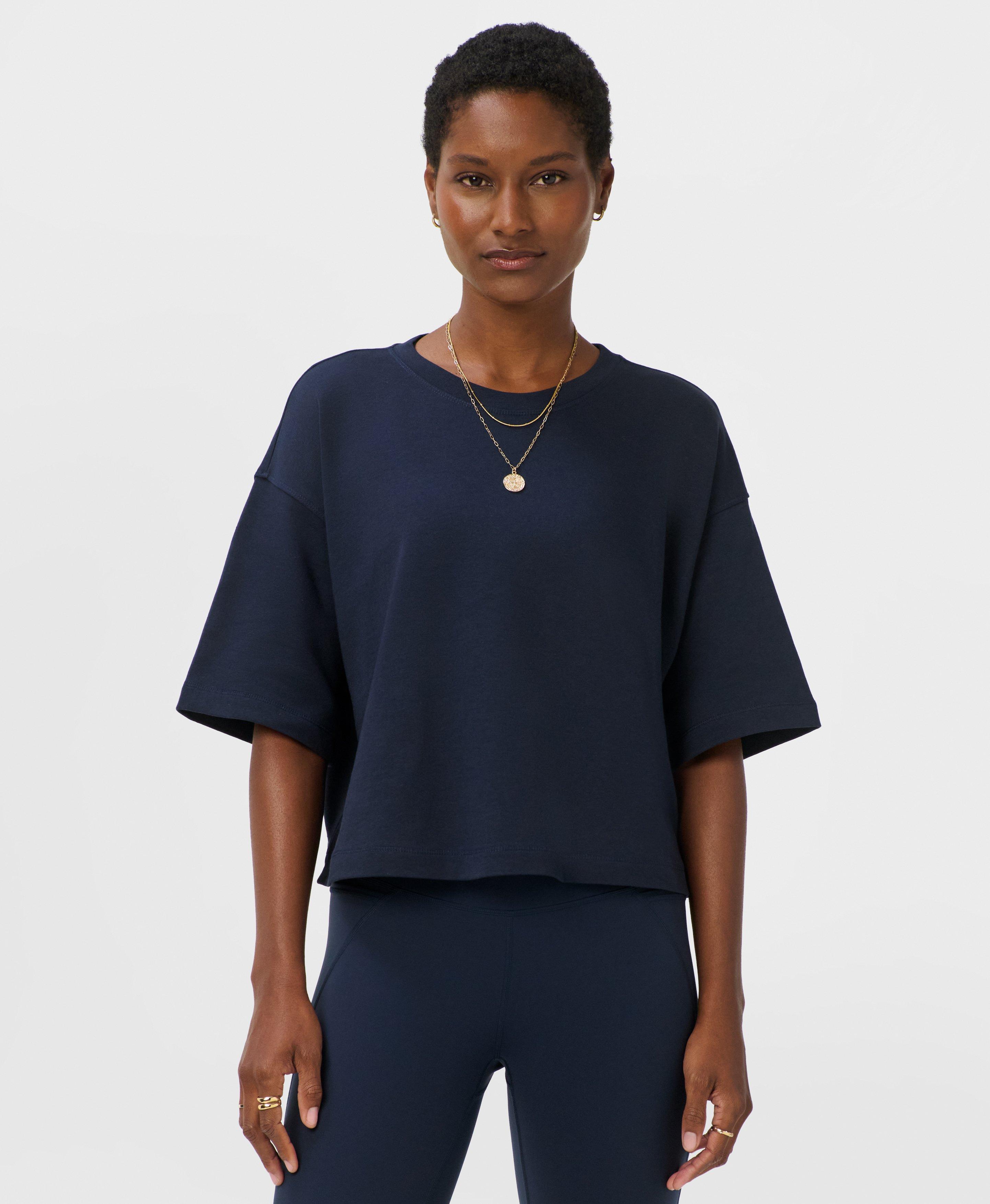 こ*た様 60s short sleeve sweat fade navy After Class Short Sleeve Sweatshirt - Navy Blue | Women's Sweaters