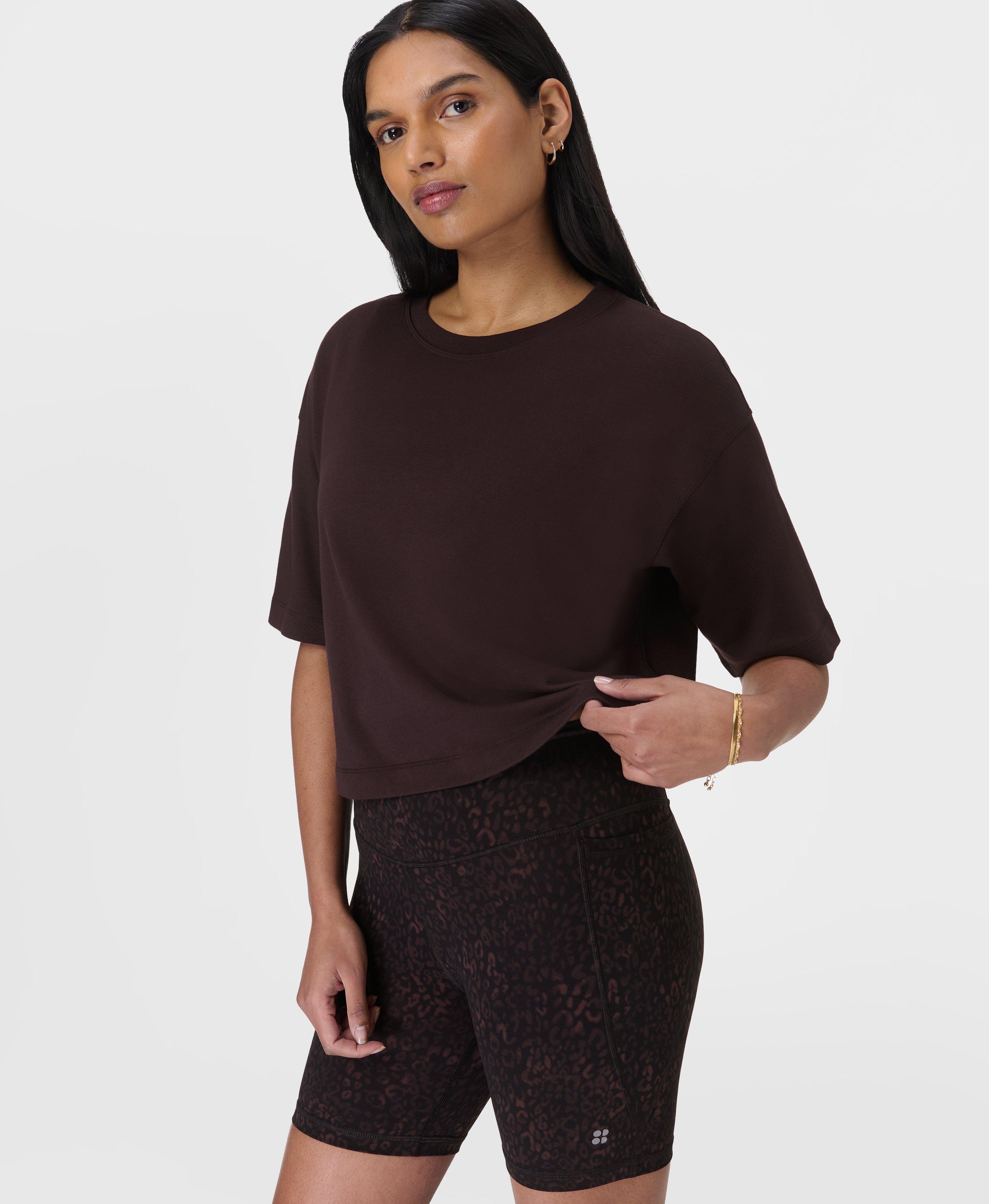 Sweaty Betty After Class Short Sleeve Sweatshirt, Brown, Women's M
