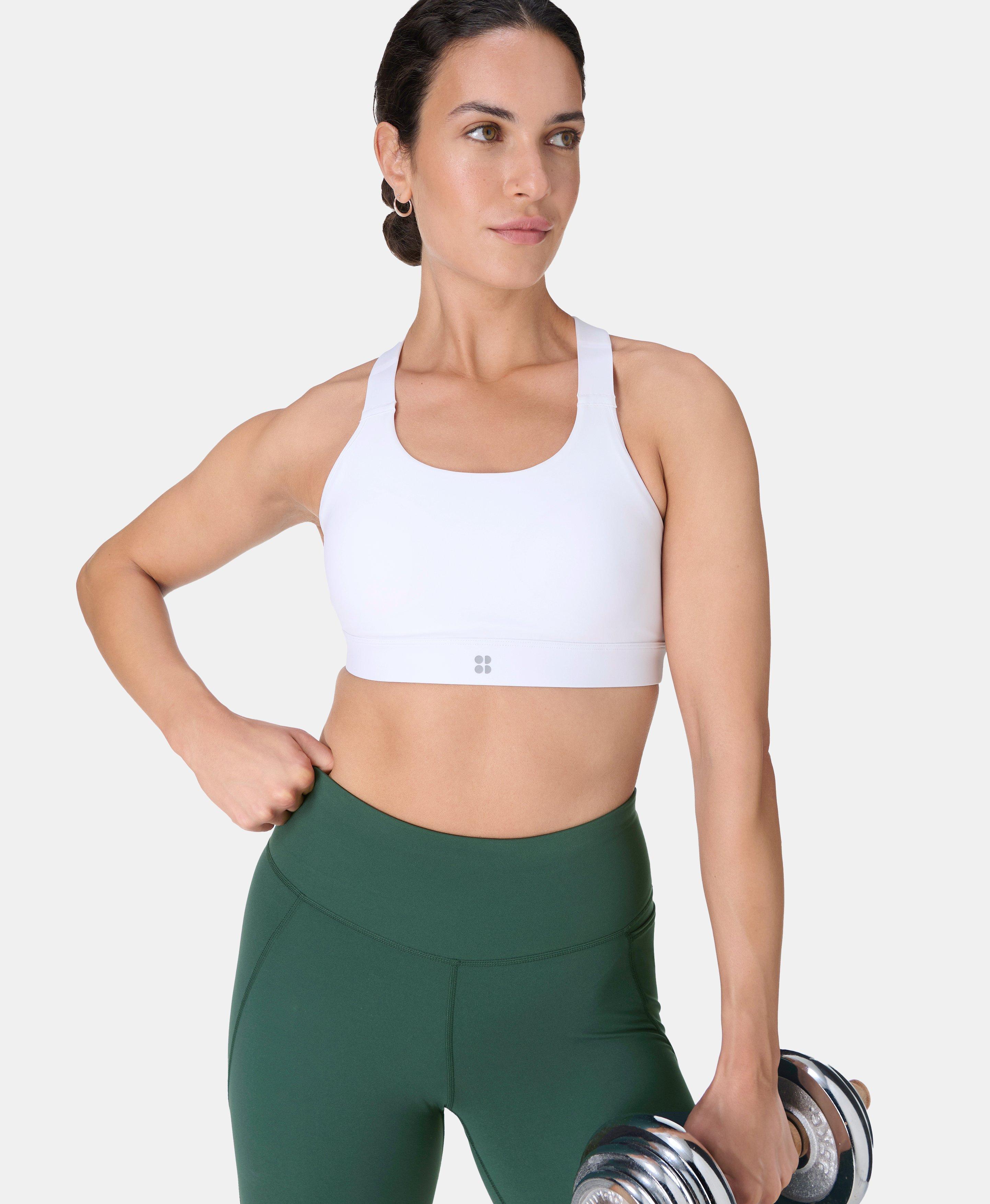 Power Medium Support Seam-Free Bust Bra, White | Sweaty Betty