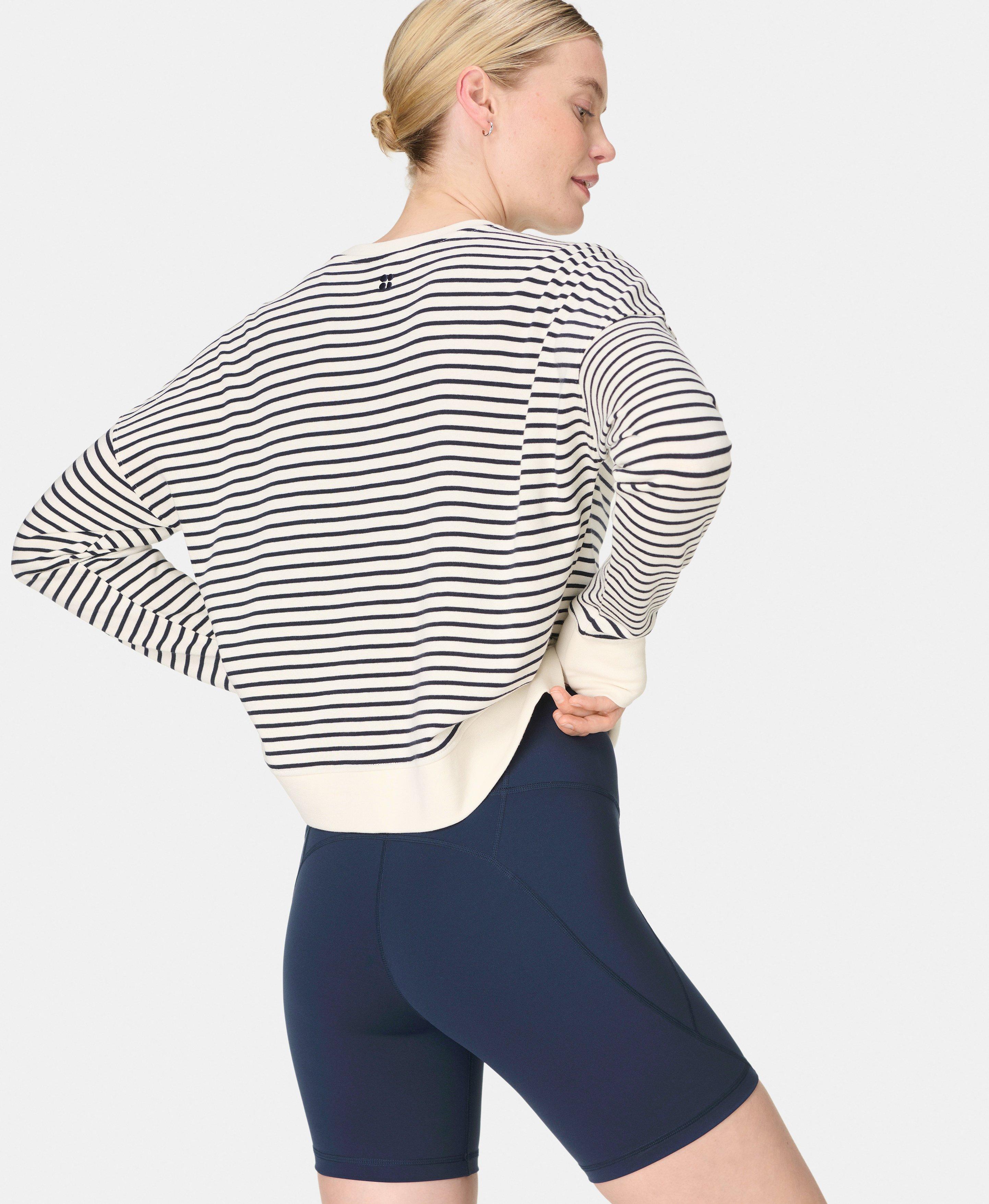 (取寄) スウェッティ ベティ レディース アフター クラス ロンパー Sweaty Betty women After Class Romper Lily White After Class Crop Sweatshirt - Lily White Stripe | Women's Jumpers