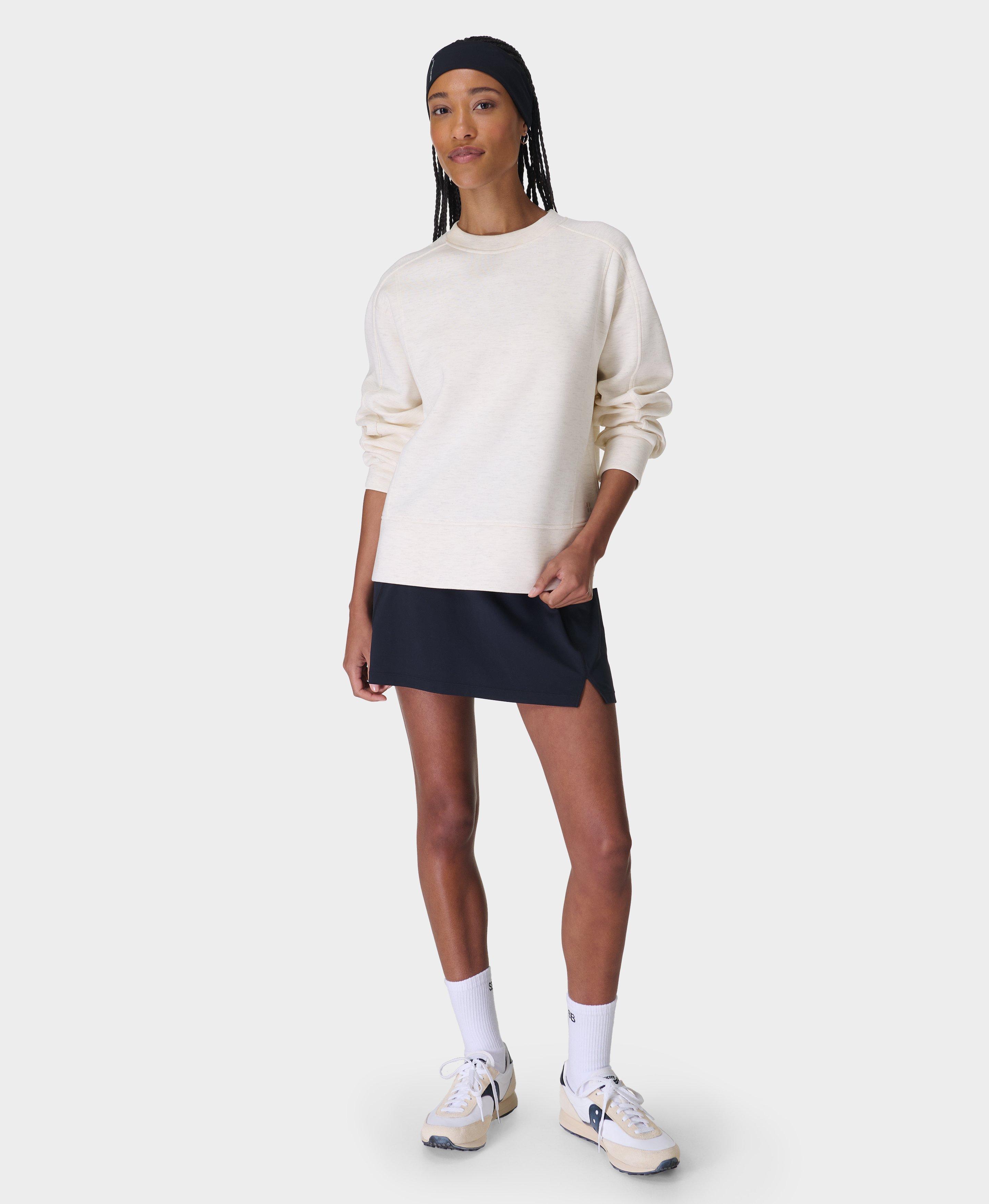 Sweaty Betty Wind Down Crew Neck Pullover, White, Women's XXS