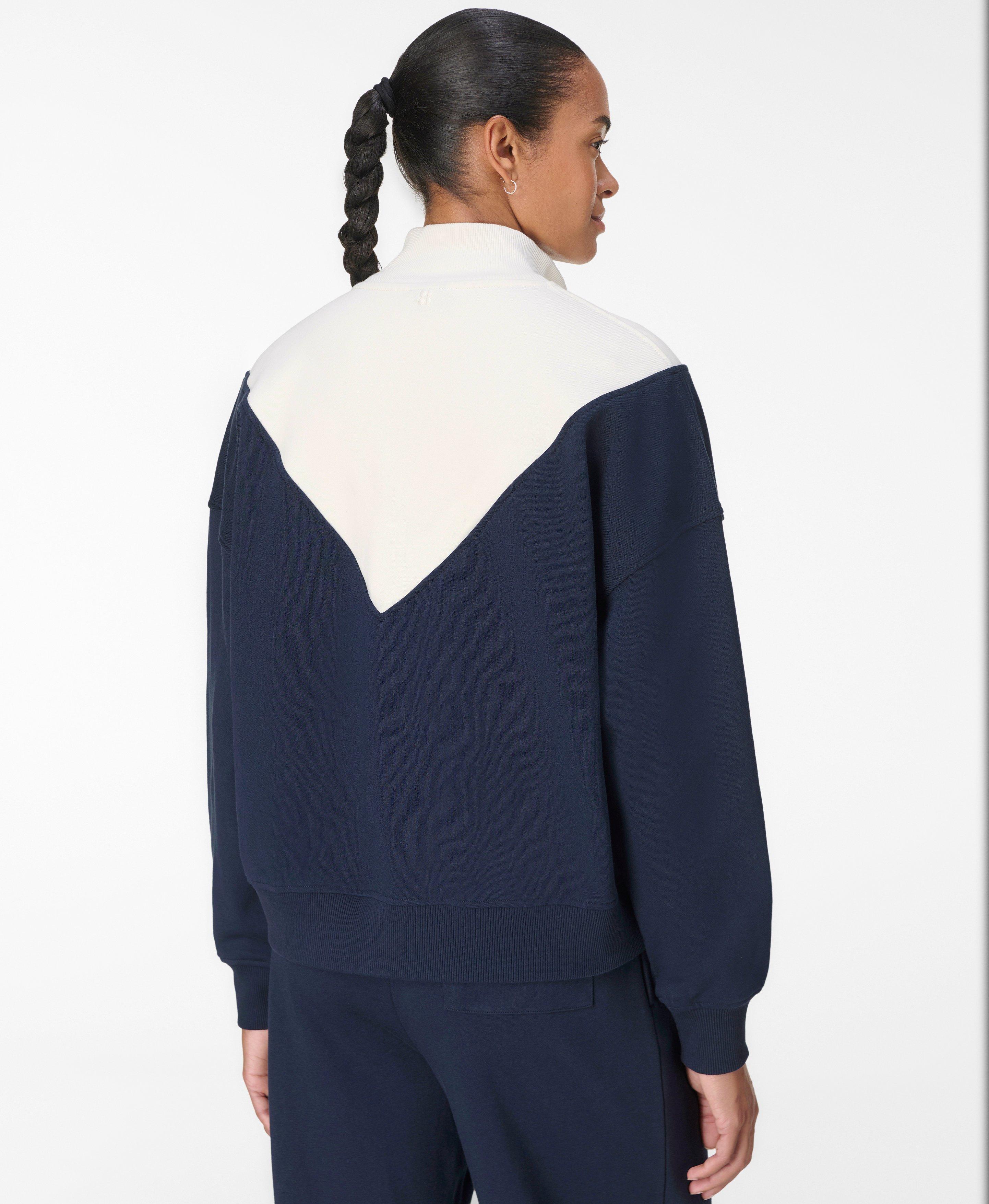 Revive Crop Half Zip - Navy Blue Lily White | Women's Sweaters +