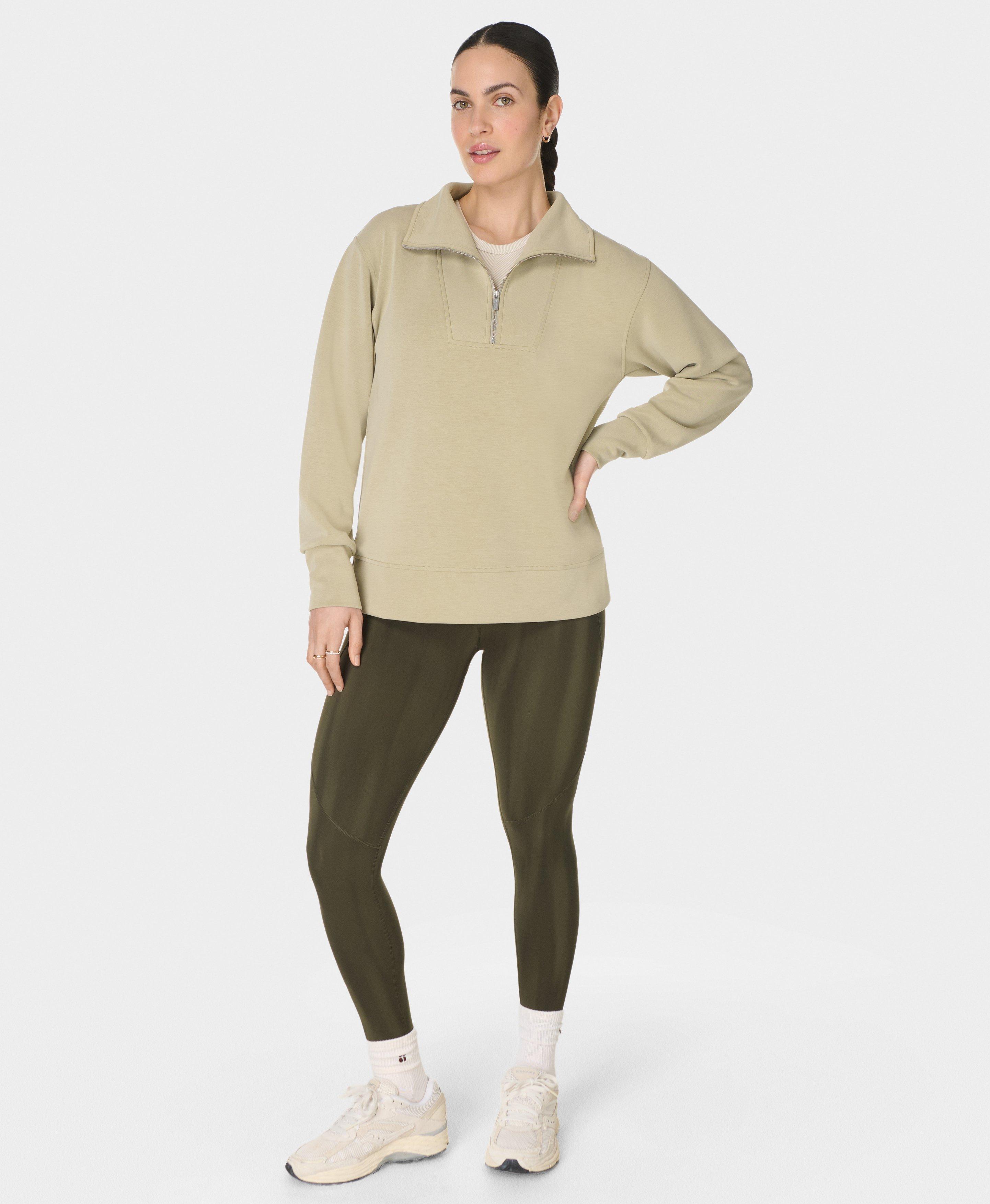 Sand Wash Half Zip Longline Sweatshirt - Bay Green | Women's