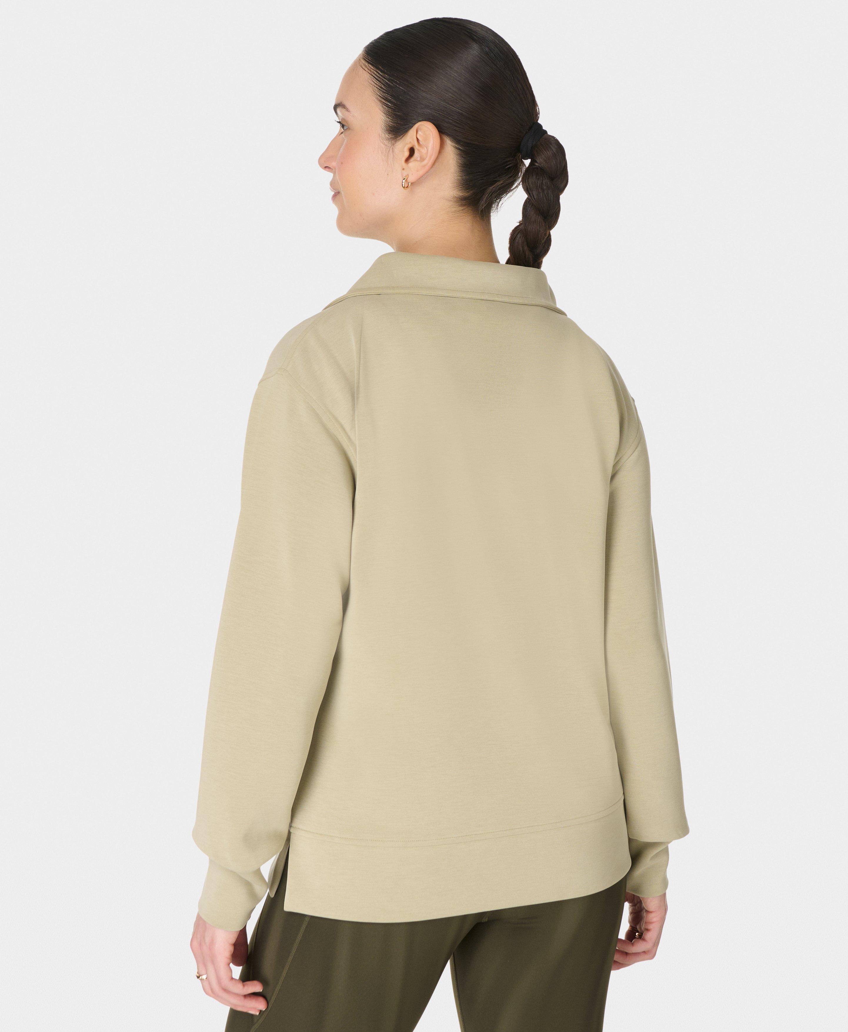 Sand Wash Half Zip Longline Sweatshirt - Bay Green | Women's