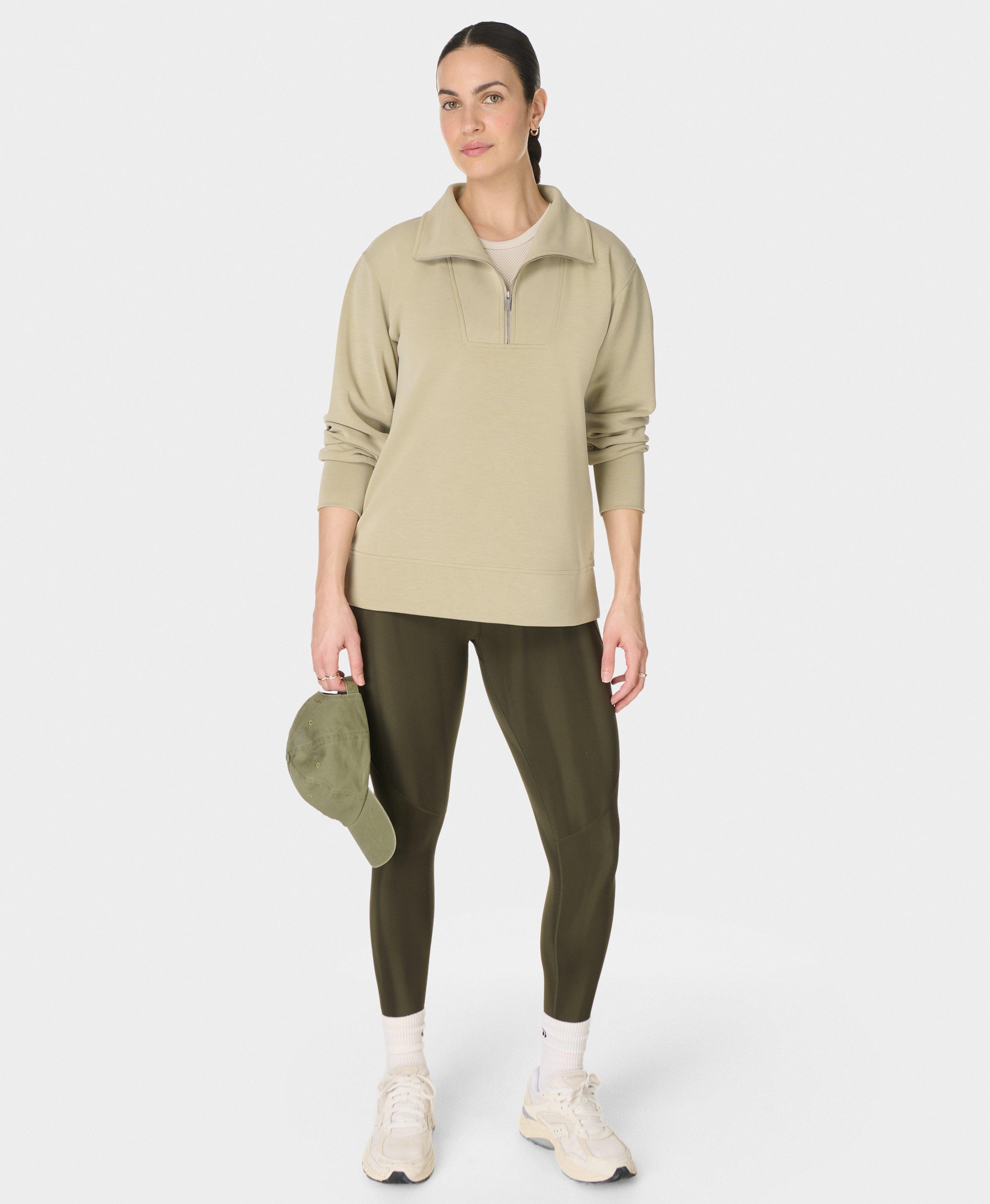Sand Wash Half Zip Longline Sweatshirt - Bay Green | Women's