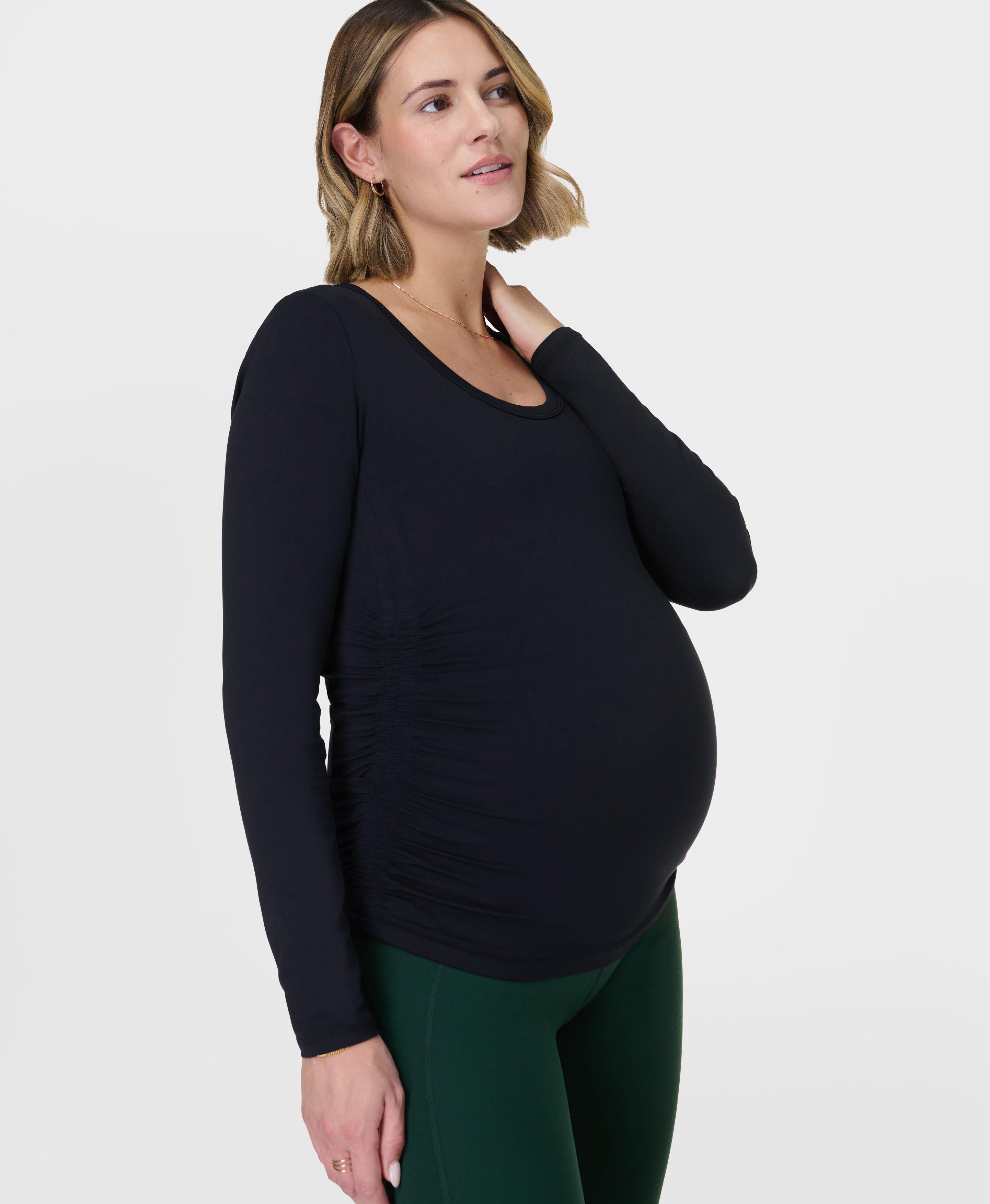 Sweaty Betty All Day Maternity Long Sleeve Top, Black, Women's L