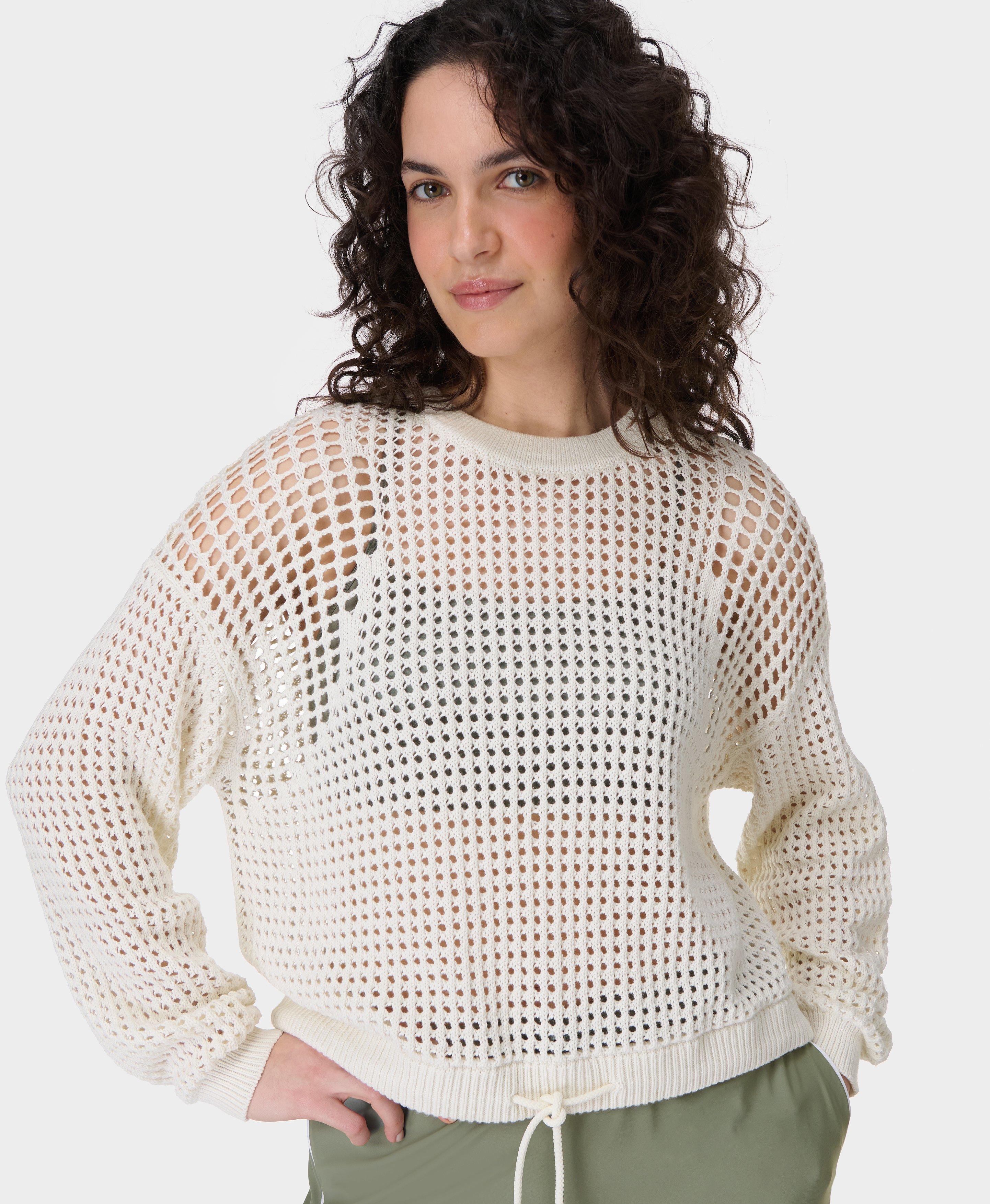 Sweaty Betty Tides High Open Weave Jumper, White, Women's L